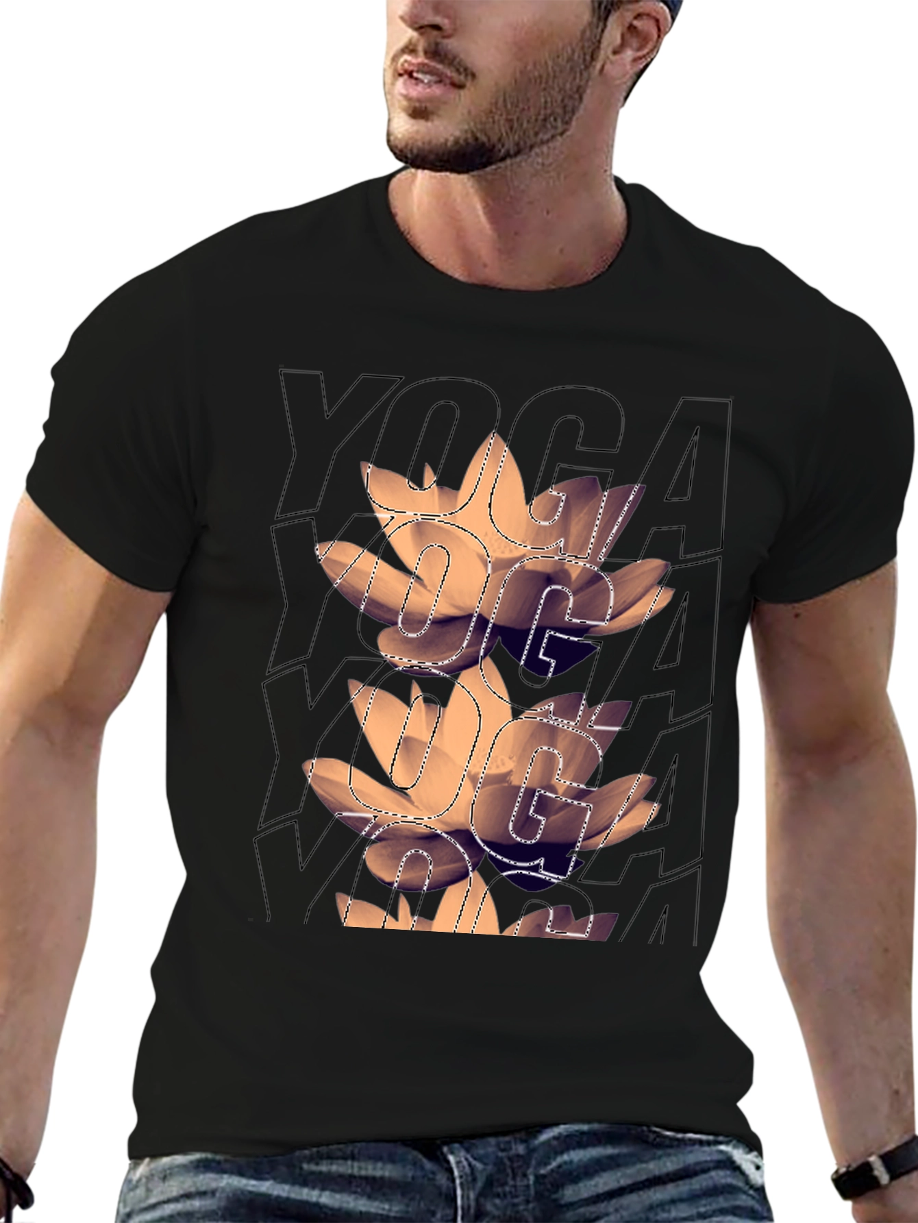 Yoga Lotus Graphic Black T-Shirt