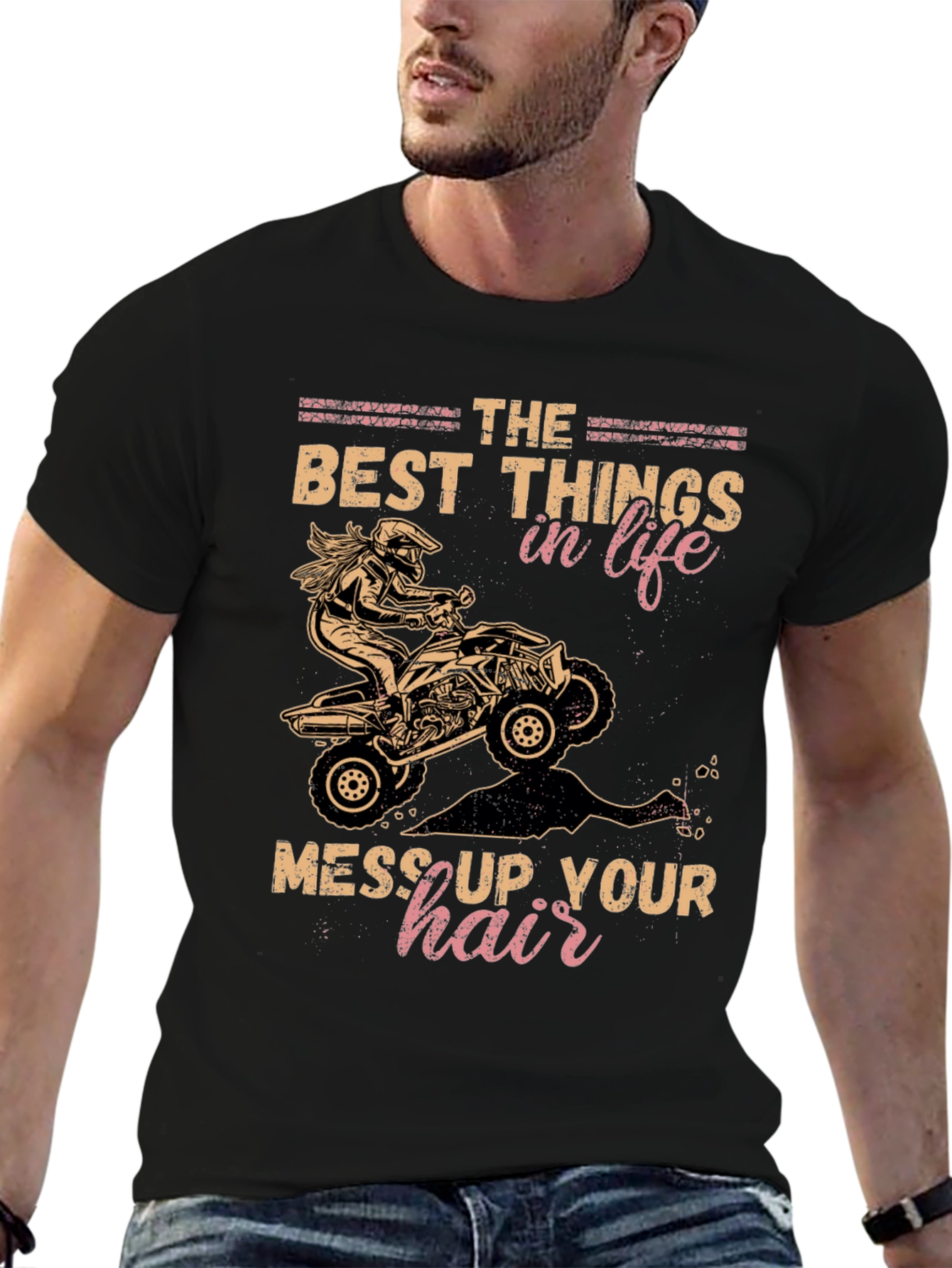 ATV Rider Messy Hair T-Shirt - Off Road Fun