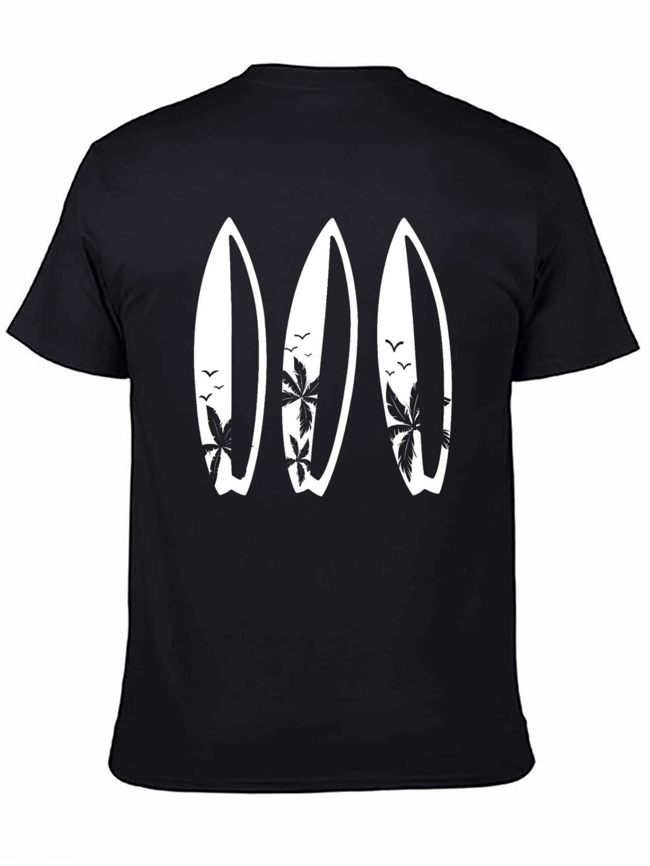 Surfboard Palm Tree Graphic T-Shirt - Beach Style Tee