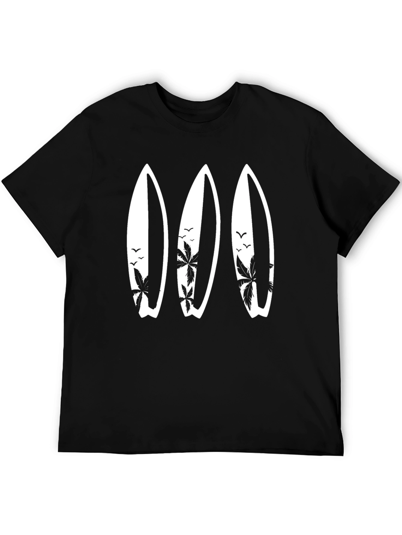 Surfboard Palm Tree Graphic T-Shirt - Beach Style Tee