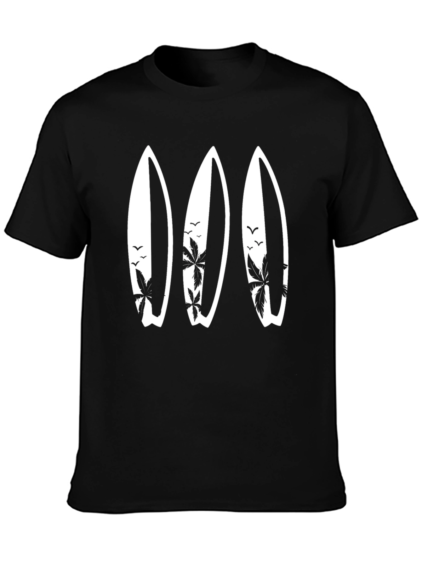 Surfboard Palm Tree Graphic T-Shirt - Beach Style Tee
