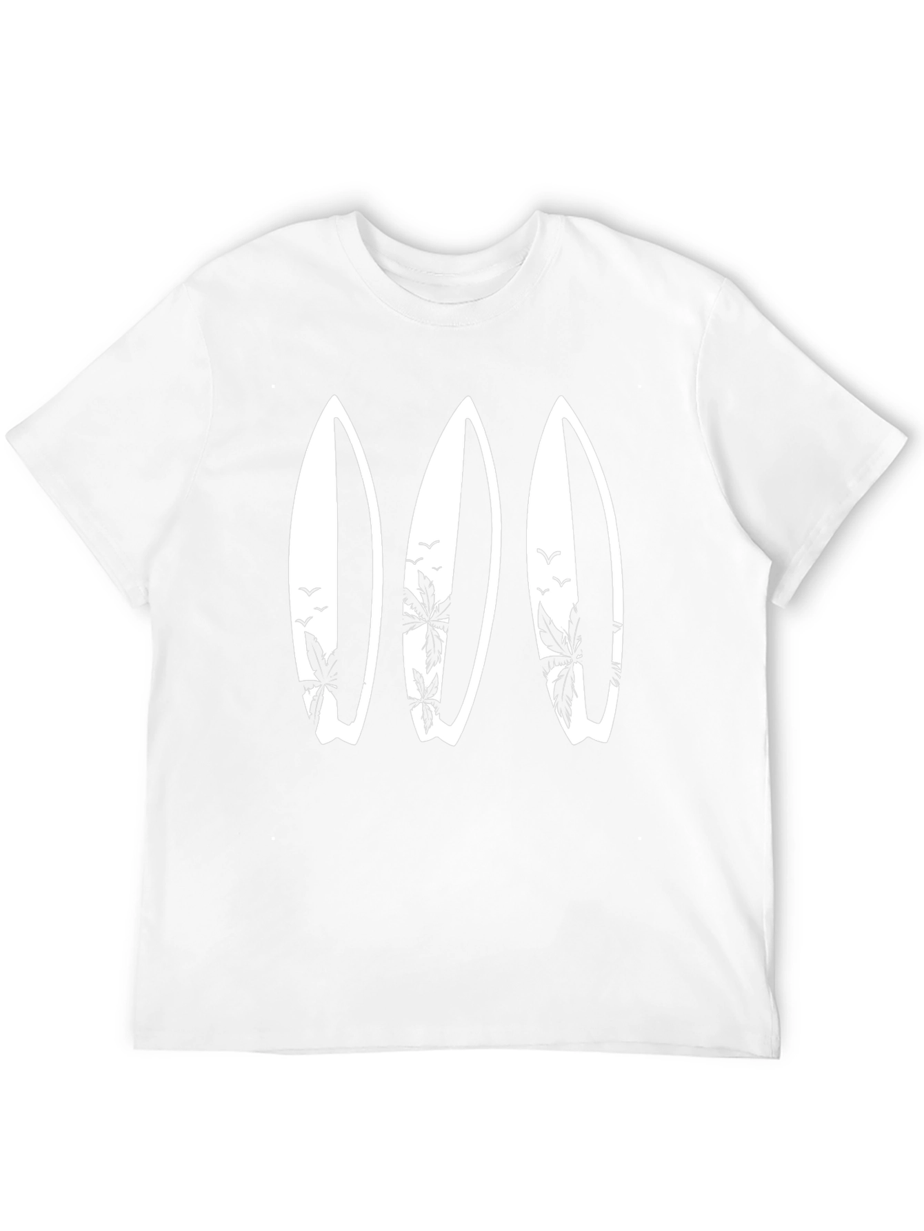 Surfboard Palm Tree Graphic T-Shirt - Beach Style Tee