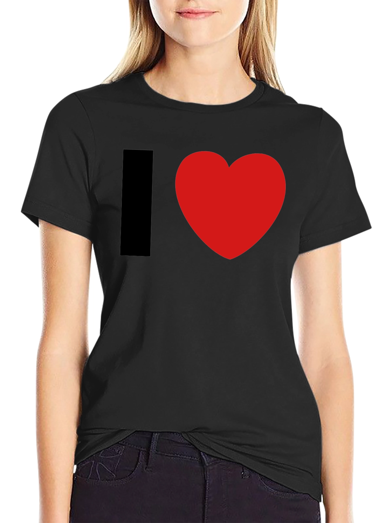 I Heart Graphic Tee - Black Cotton Blend T-Shirt