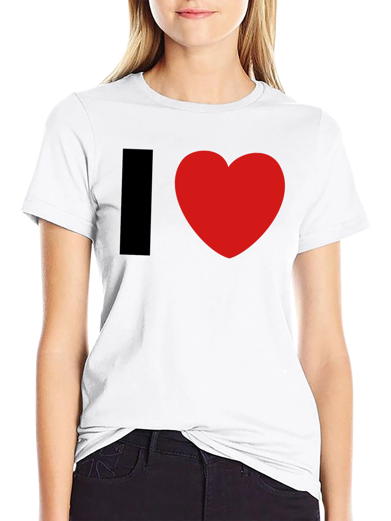 I Heart Graphic Tee - Black Cotton Blend T-Shirt