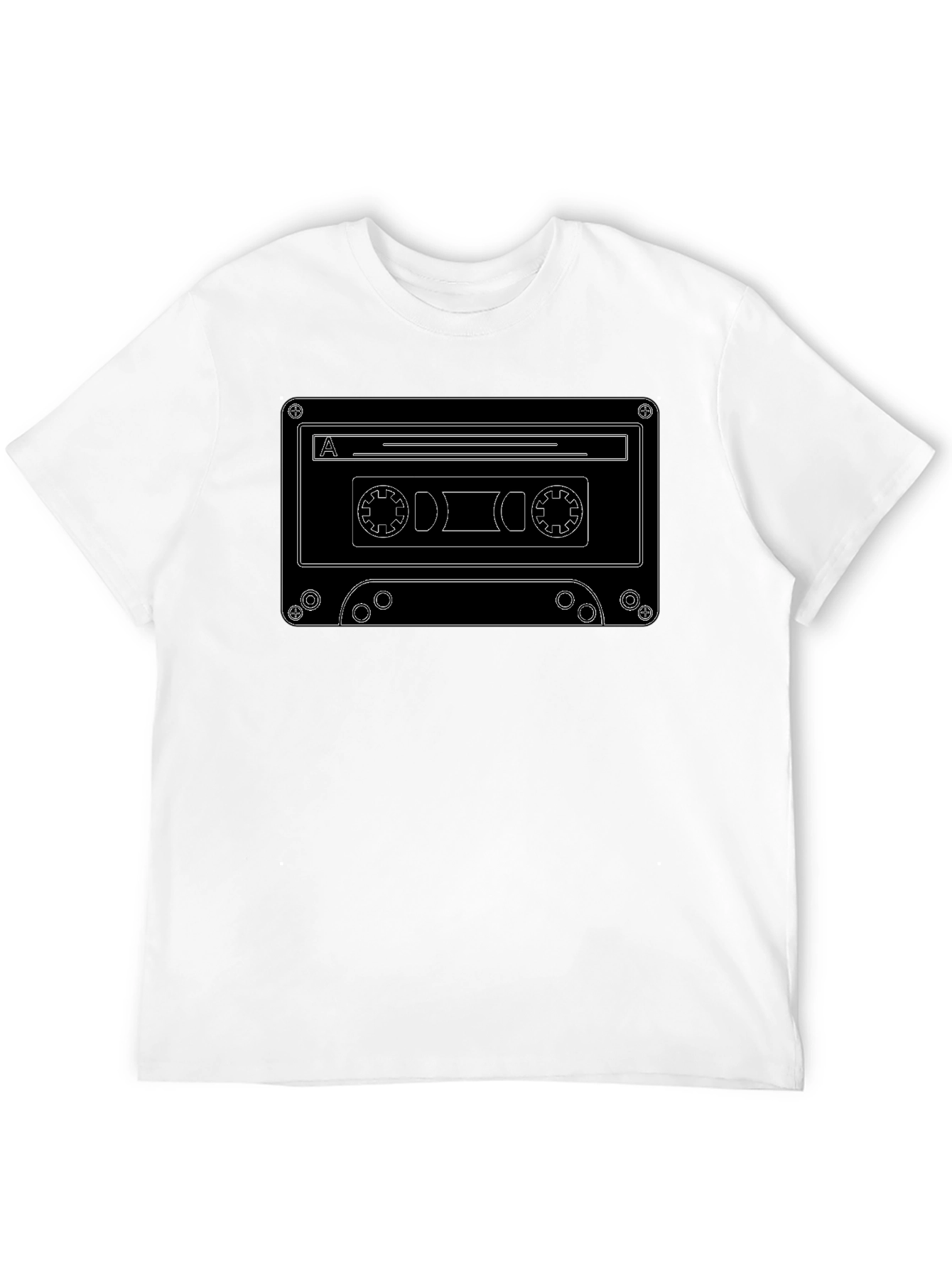 Retro Cassette Tape Graphic Tee - Black Cotton T-Shirt