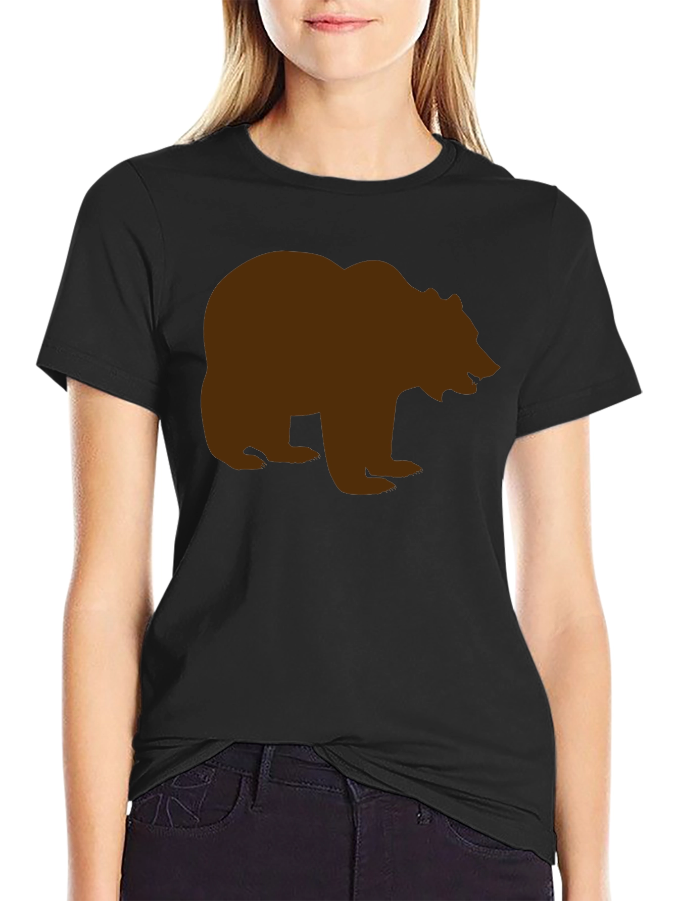 Bear Silhouette Tee - Black Cotton Graphic T-Shirt