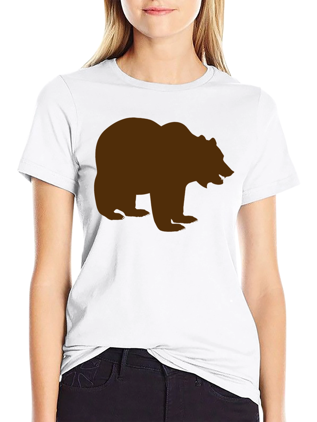 Bear Silhouette Tee - Black Cotton Graphic T-Shirt