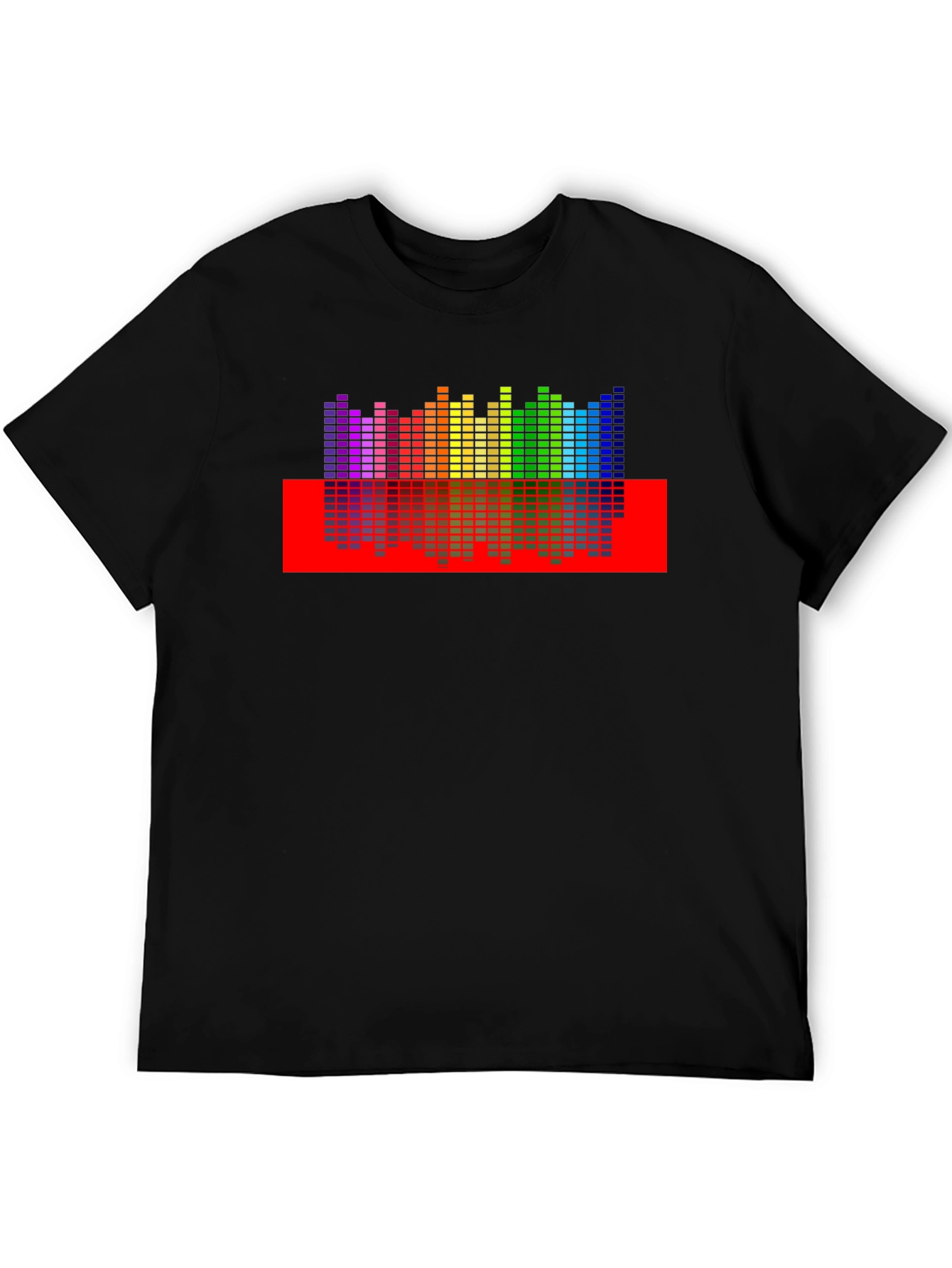 Rainbow Equalizer Graphic Print Black T-Shirt
