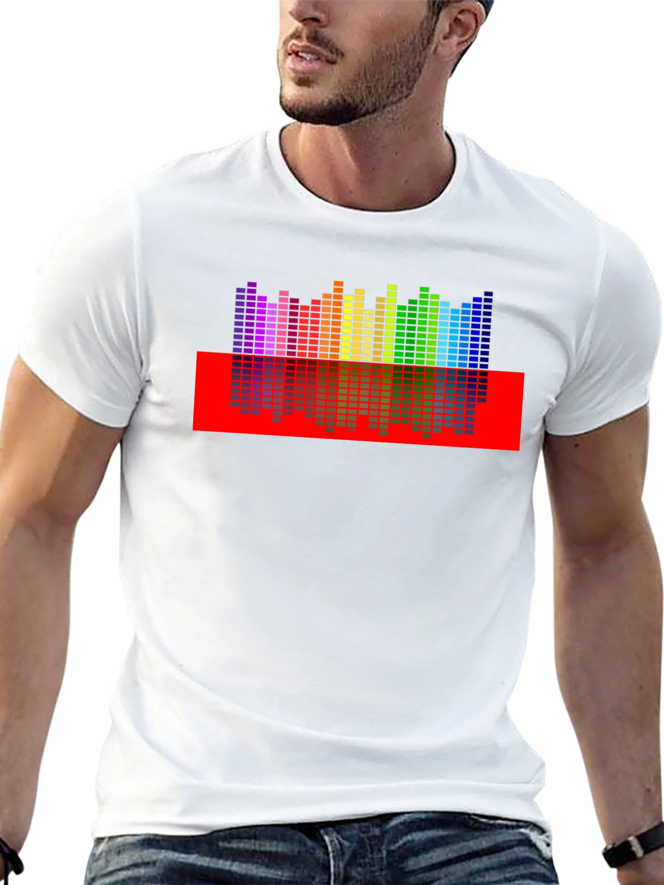 Rainbow Equalizer Graphic Print Black T-Shirt