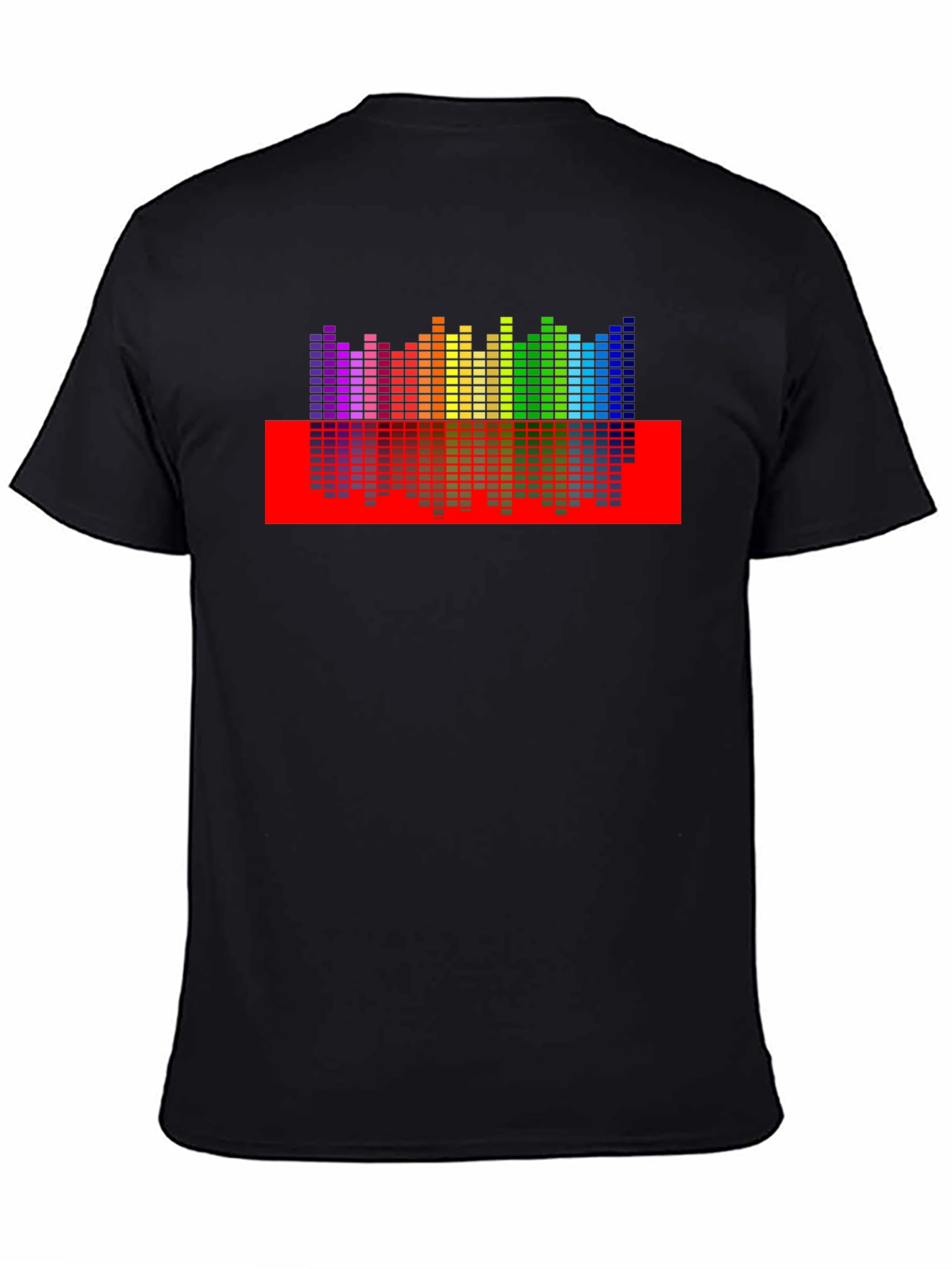 Rainbow Equalizer Graphic Print Black T-Shirt