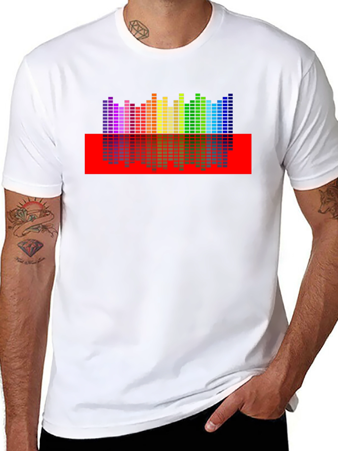 Rainbow Equalizer Graphic Print Black T-Shirt