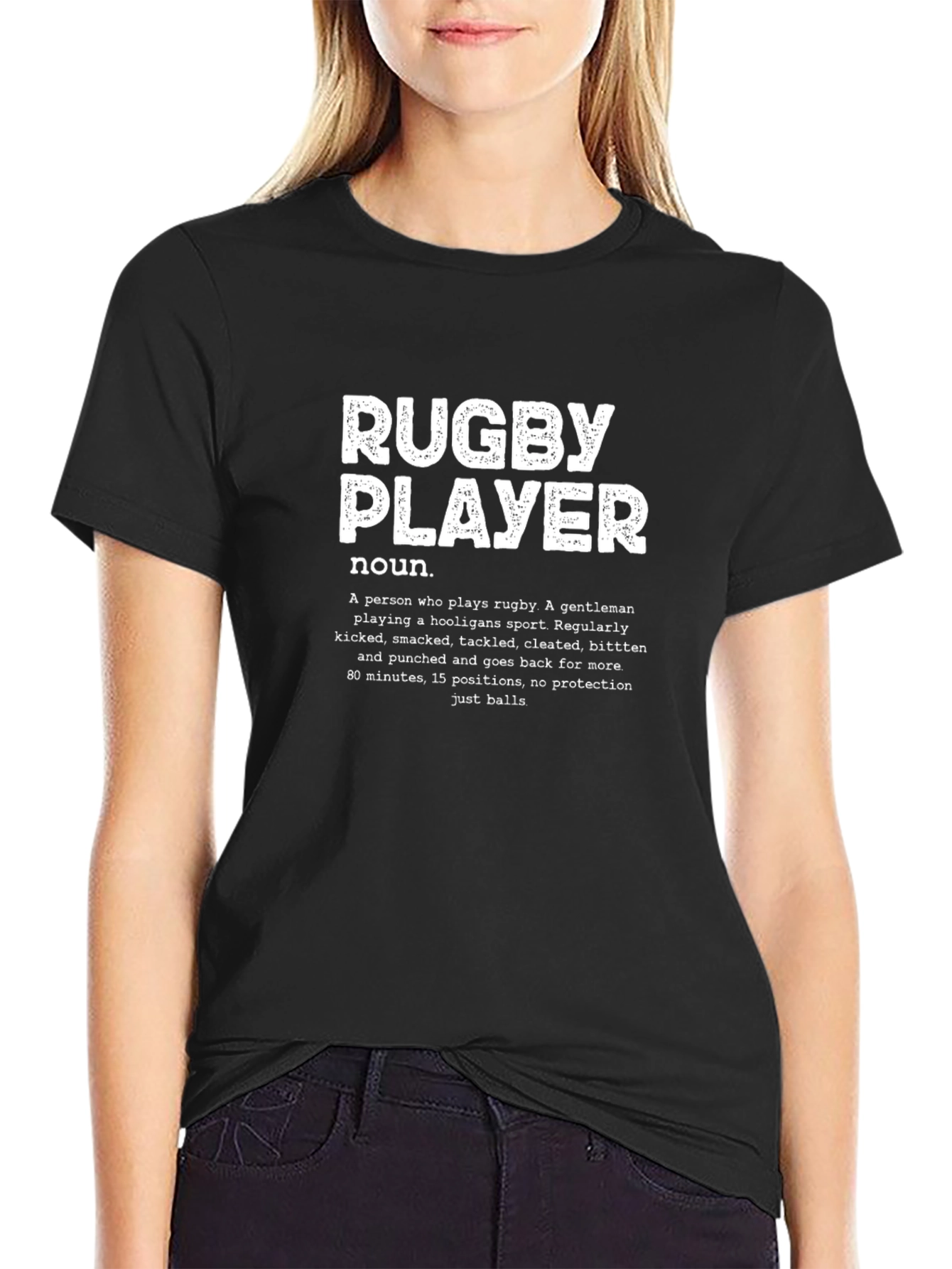 Rugby Player Definition T-Shirt - Black Cotton Tee