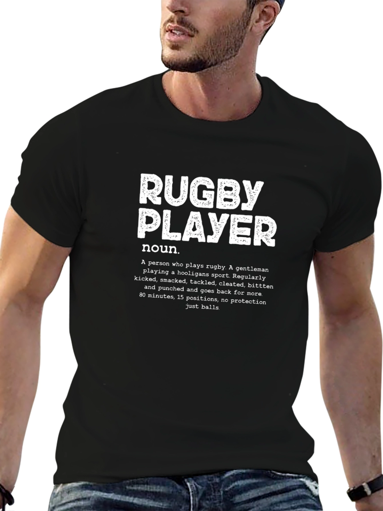 Rugby Player Definition T-Shirt - Black Cotton Tee