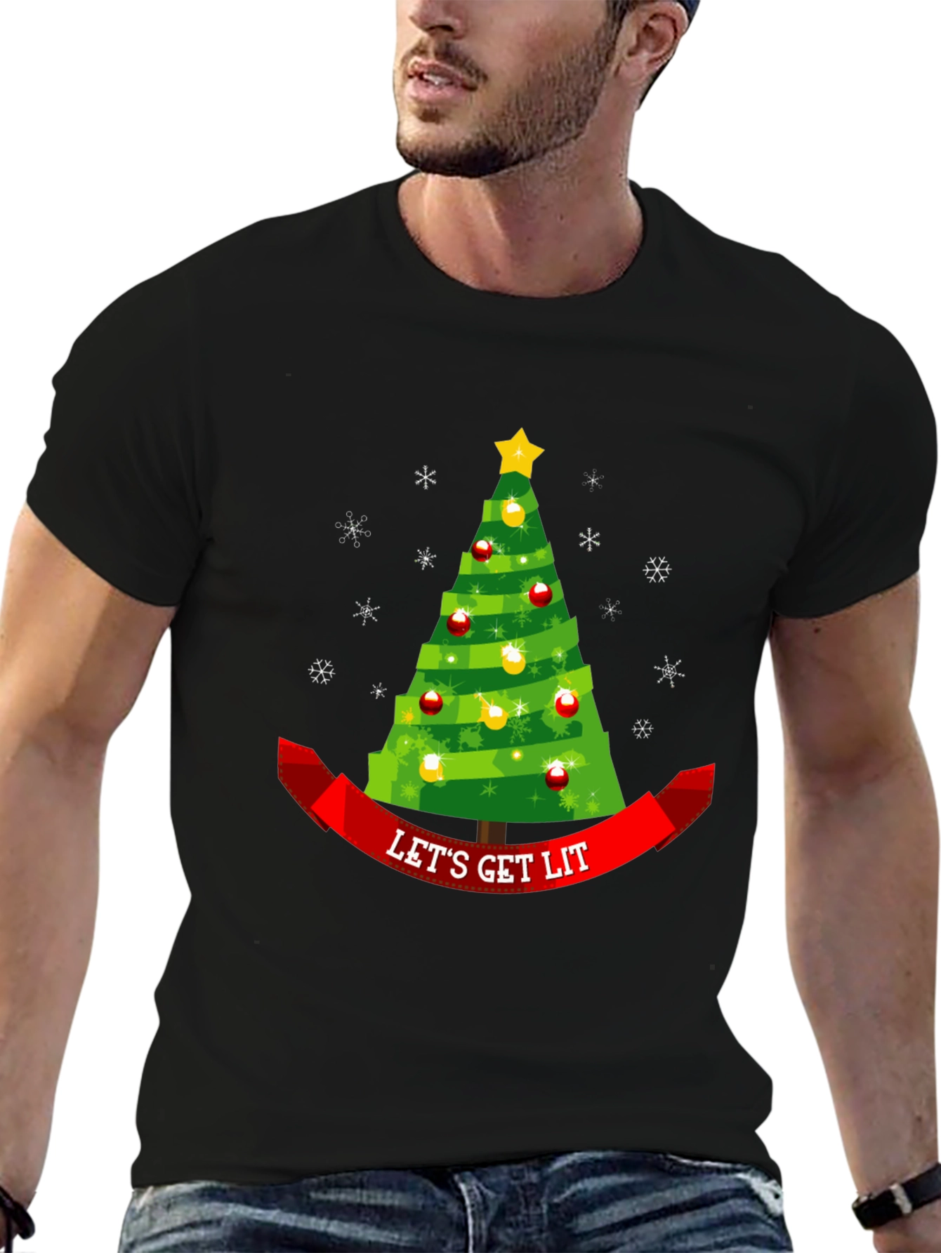 Lets Get Lit Christmas Tree Tee