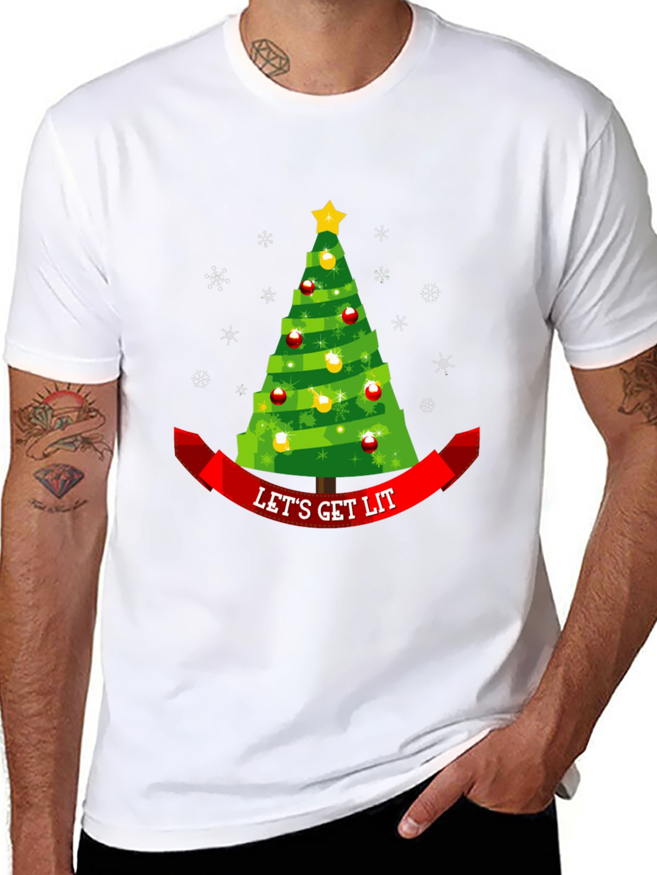 Lets Get Lit Christmas Tree Tee