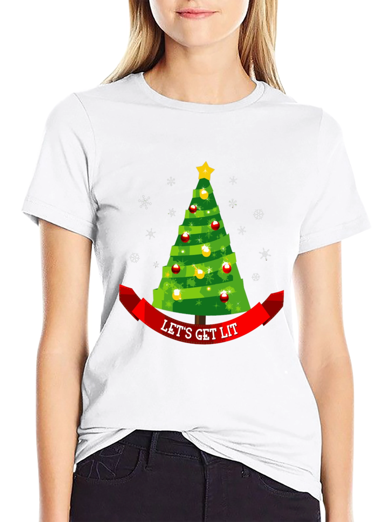 Lets Get Lit Christmas Tree Tee