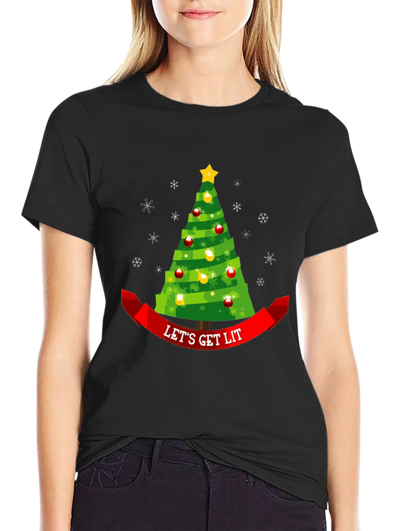 Lets Get Lit Christmas Tree Tee
