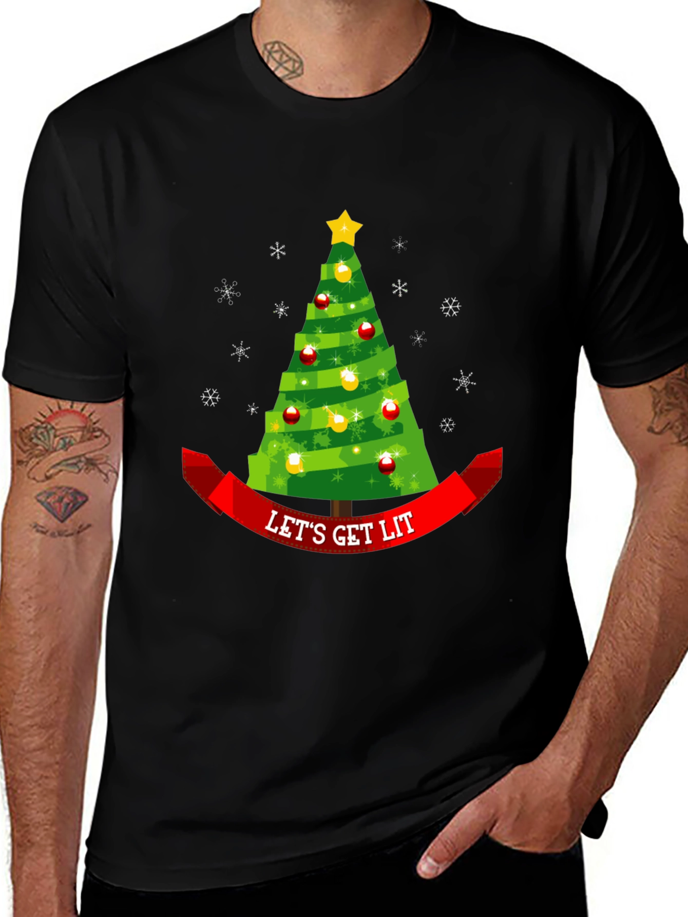 Lets Get Lit Christmas Tree Tee