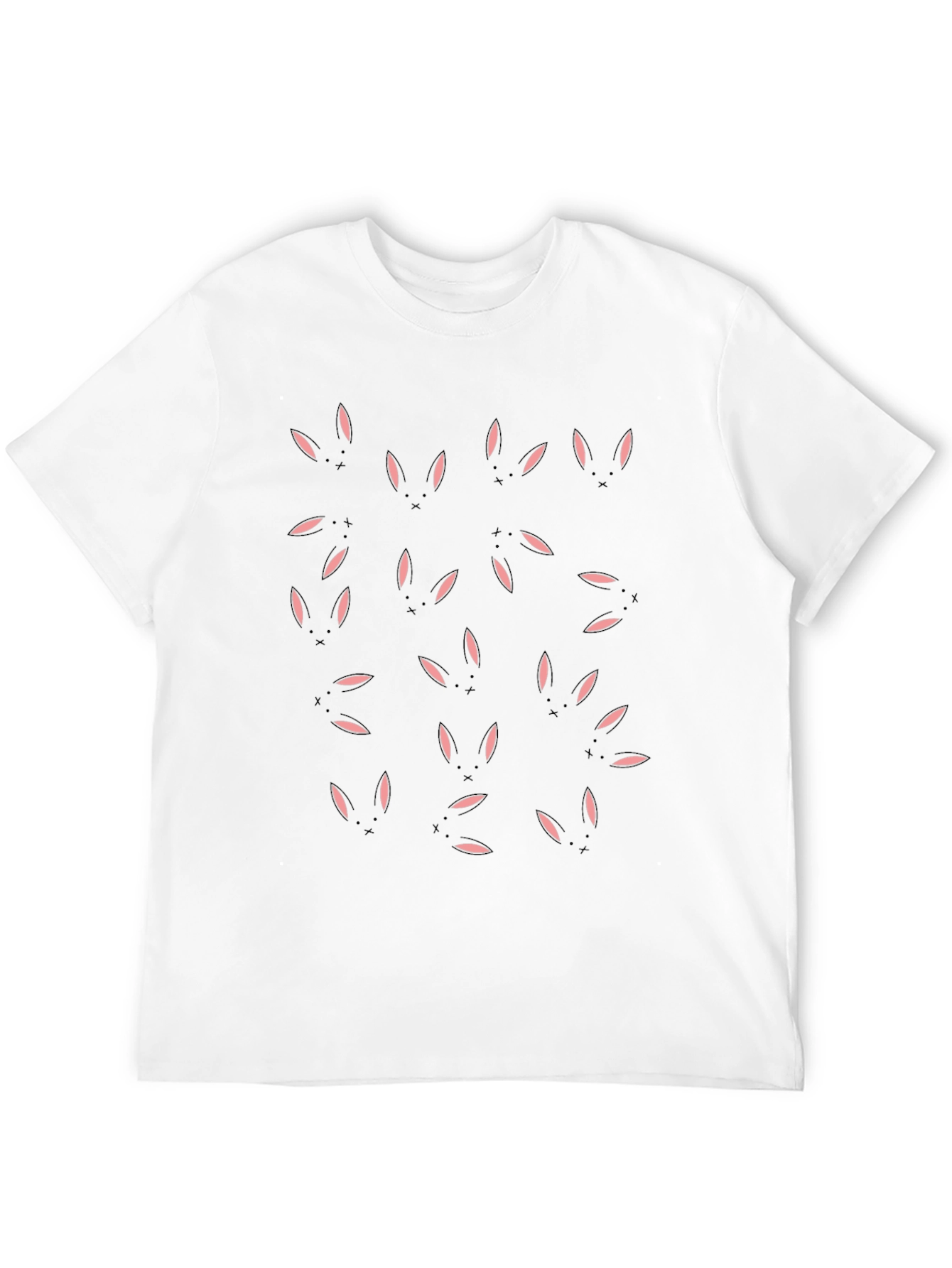 Cute Bunny Print Black T-Shirt - Casual Comfort