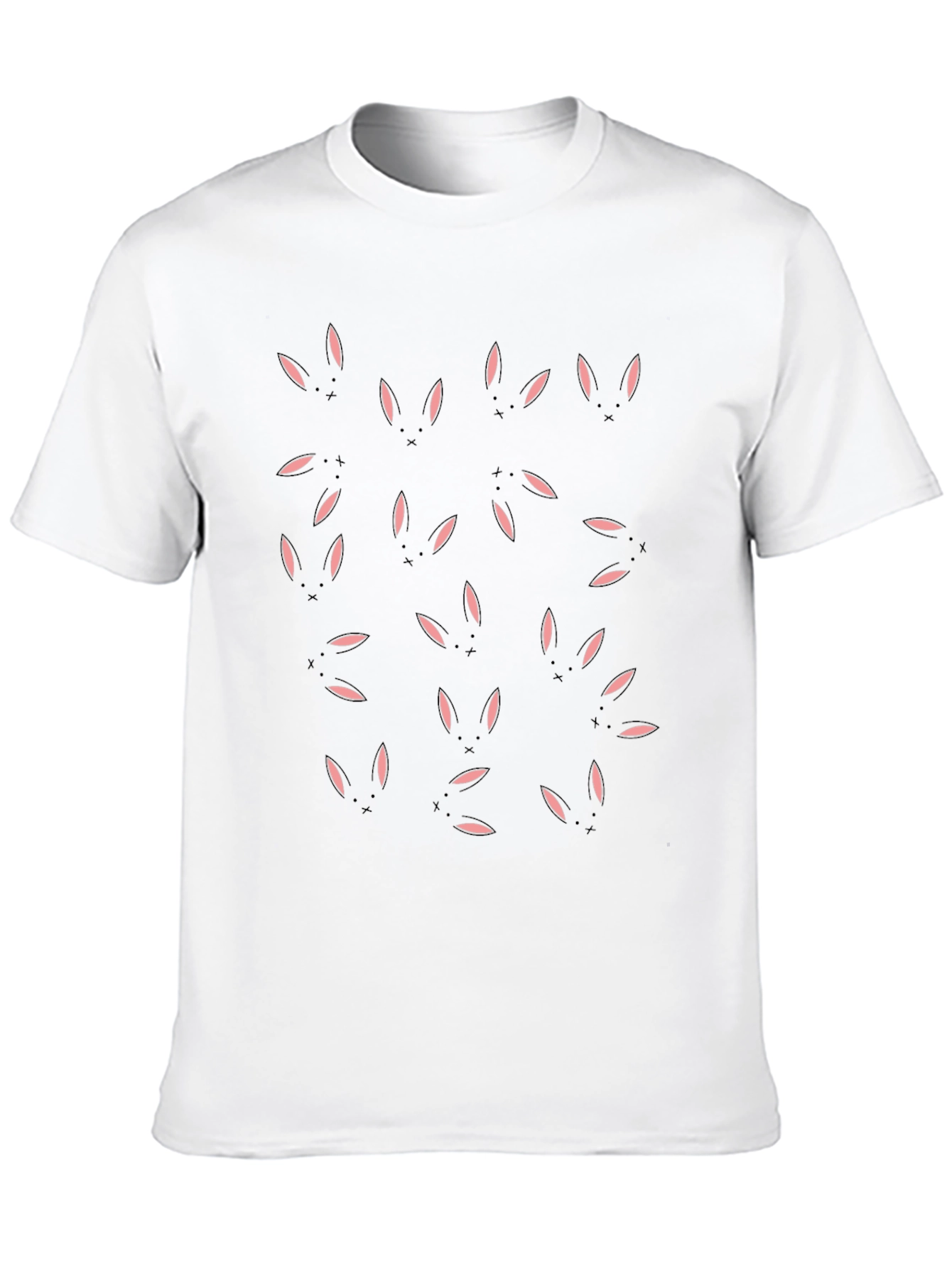 Cute Bunny Print Black T-Shirt - Casual Comfort