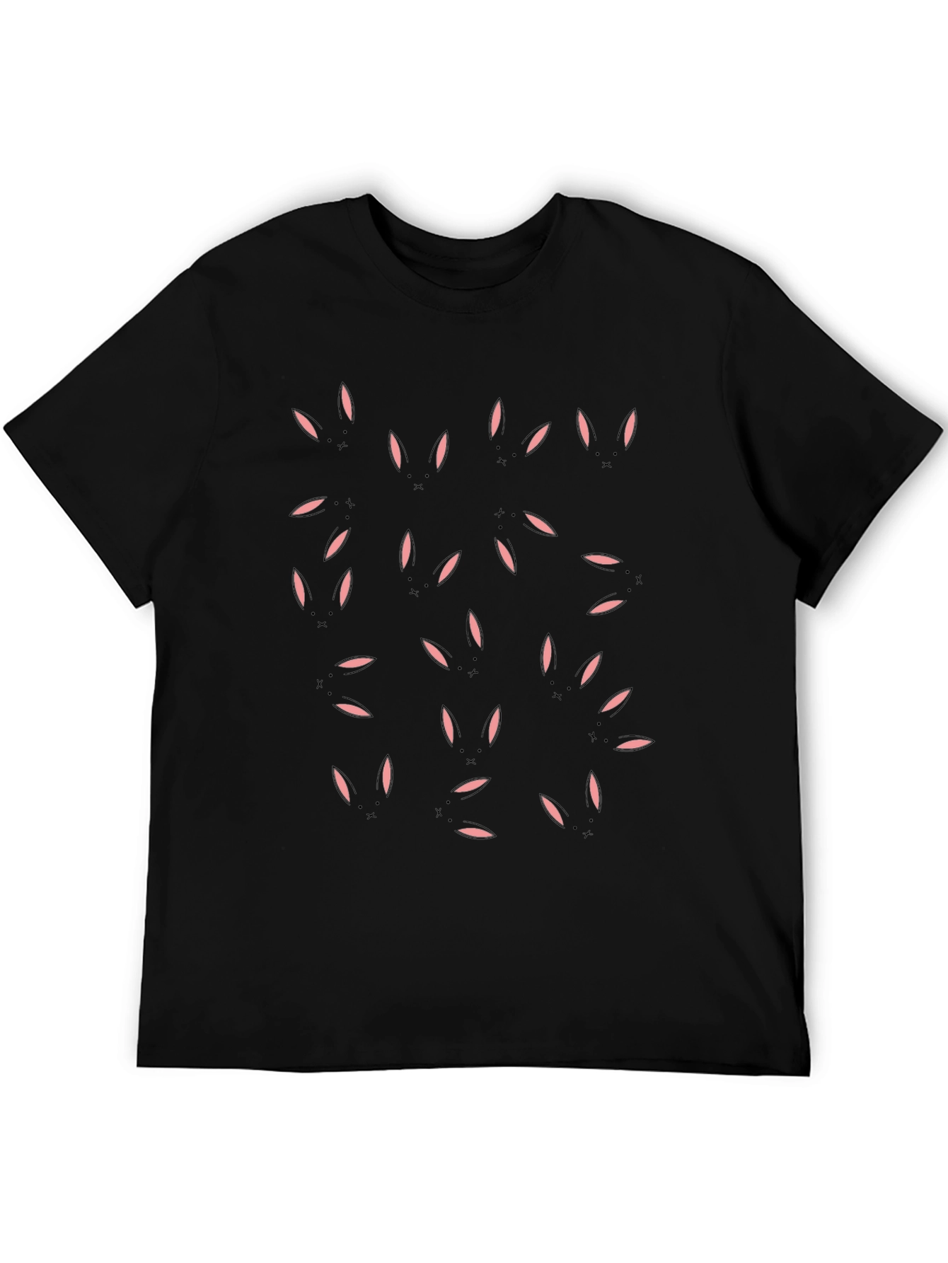 Cute Bunny Print Black T-Shirt - Casual Comfort