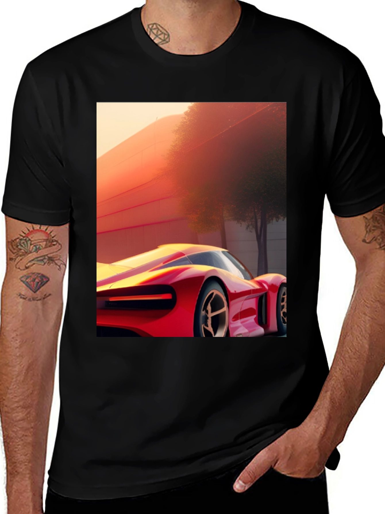 Sleek Car Graphic Tee - Modern Streetwear Style
