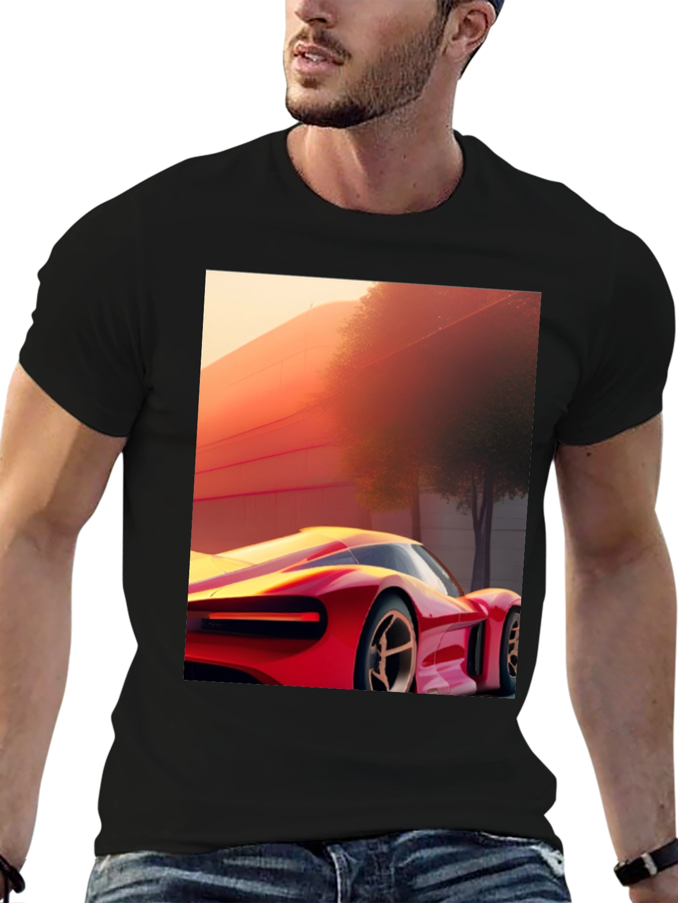 Sleek Car Graphic Tee - Modern Streetwear Style
