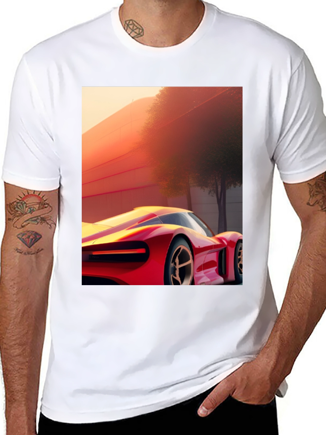 Sleek Car Graphic Tee - Modern Streetwear Style