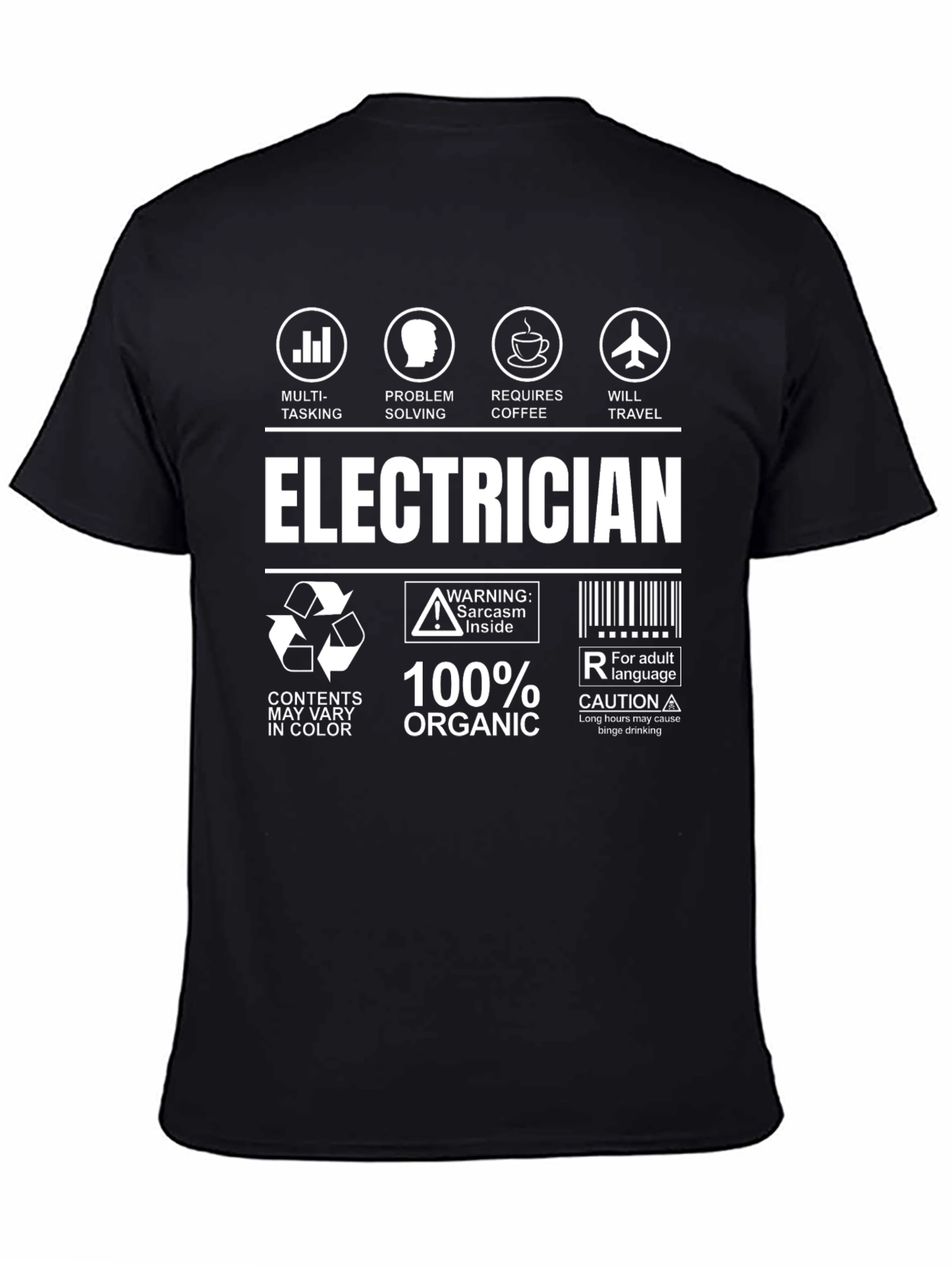 Electrician T-Shirt: Multi-Tasking Coffee Travel Sarcasm
