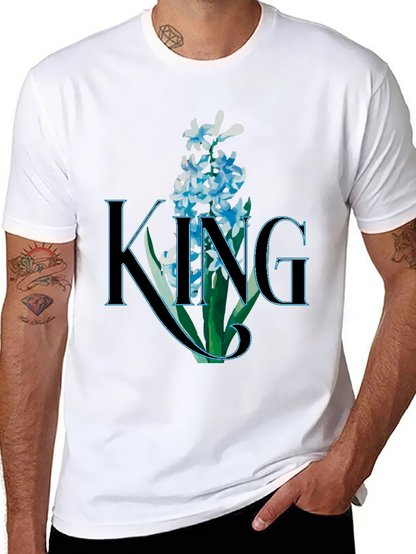 King Floral T-Shirt - Mens Black Graphic Tee