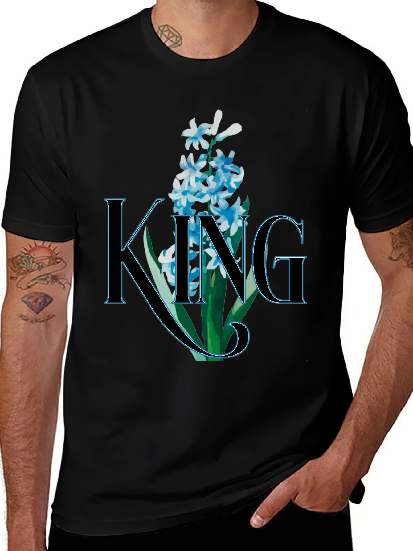 King Floral T-Shirt - Mens Black Graphic Tee