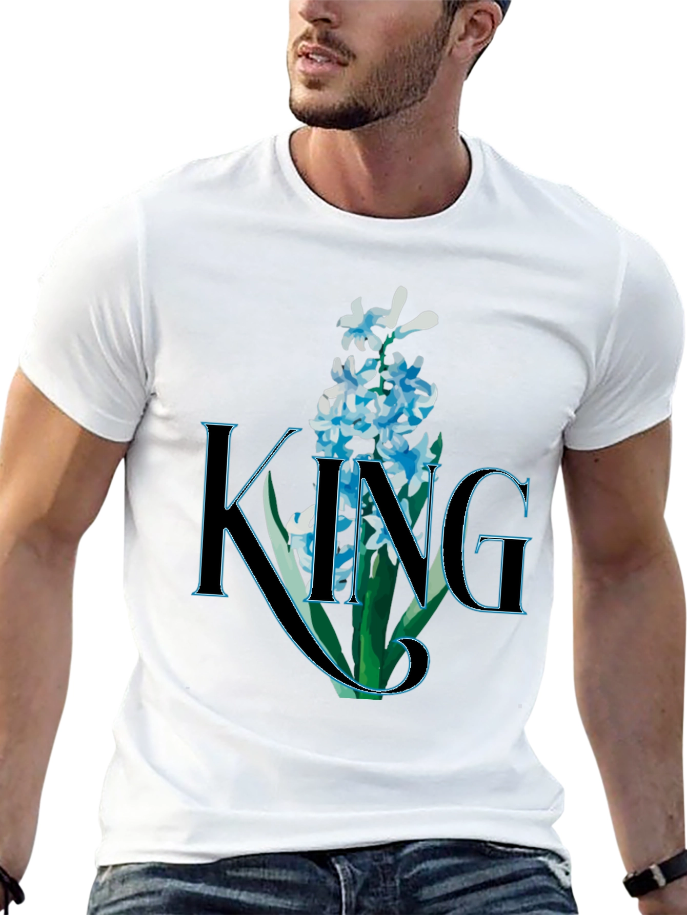 King Floral T-Shirt - Mens Black Graphic Tee