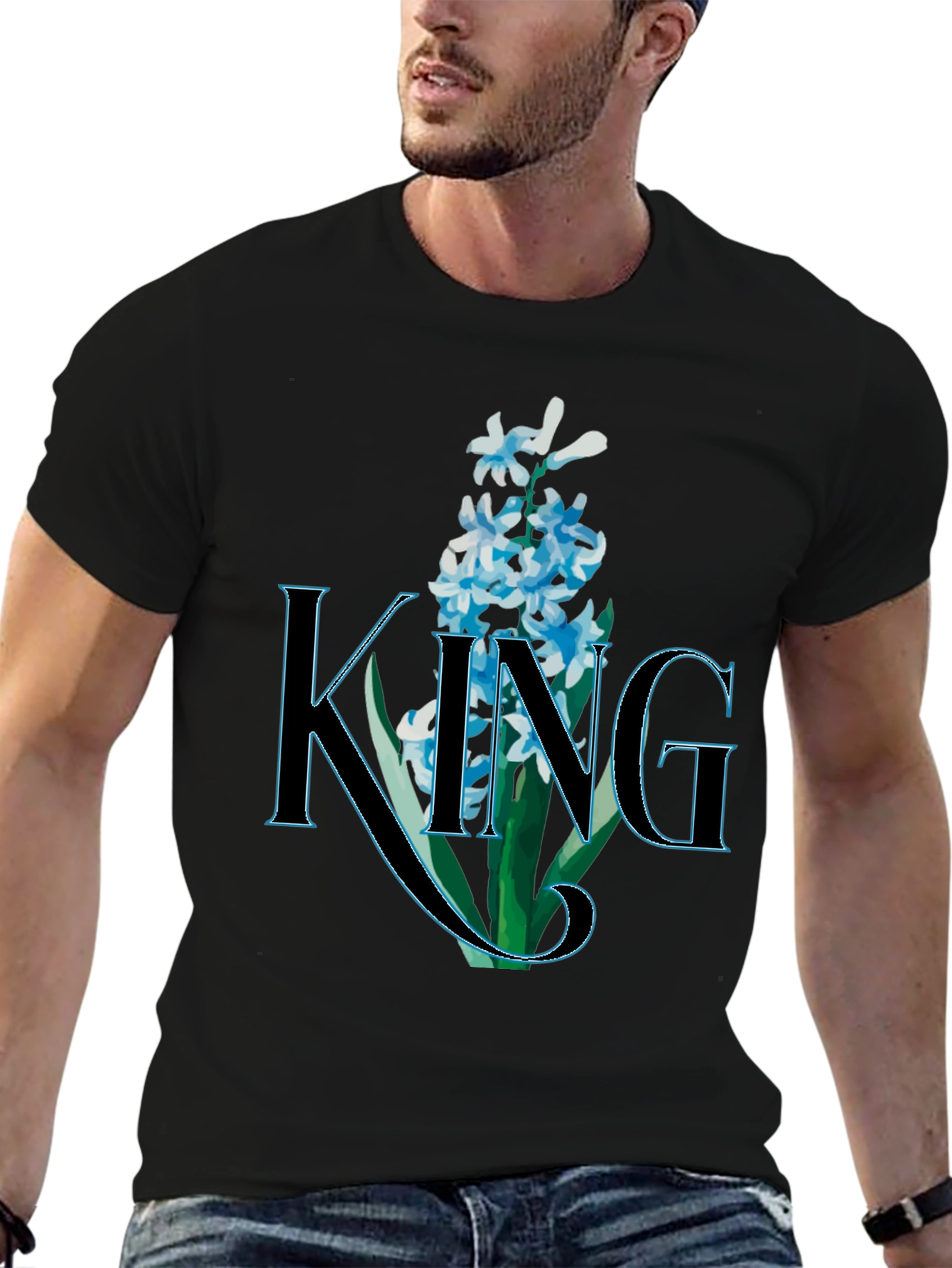 King Floral T-Shirt - Mens Black Graphic Tee