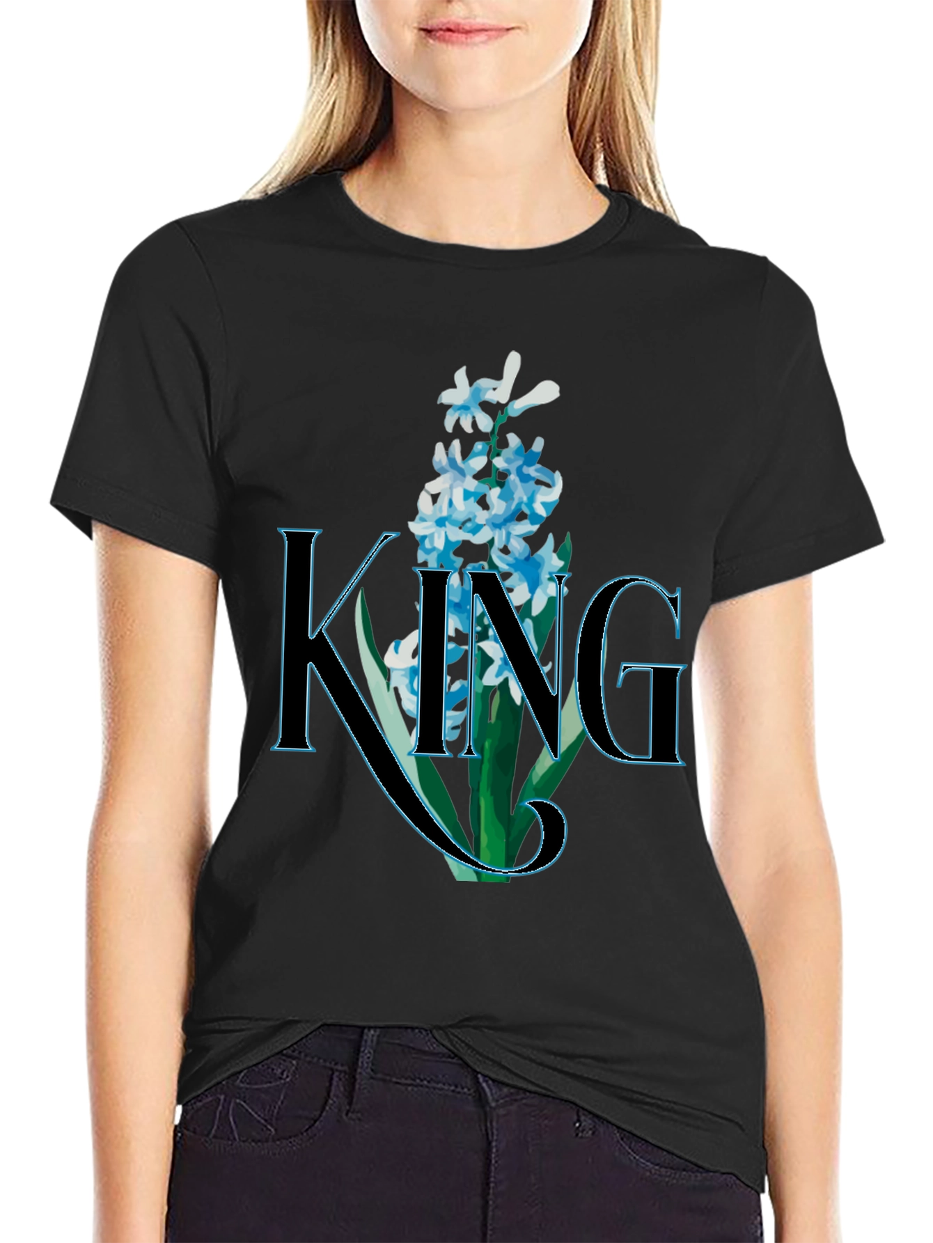 King Floral T-Shirt - Mens Black Graphic Tee