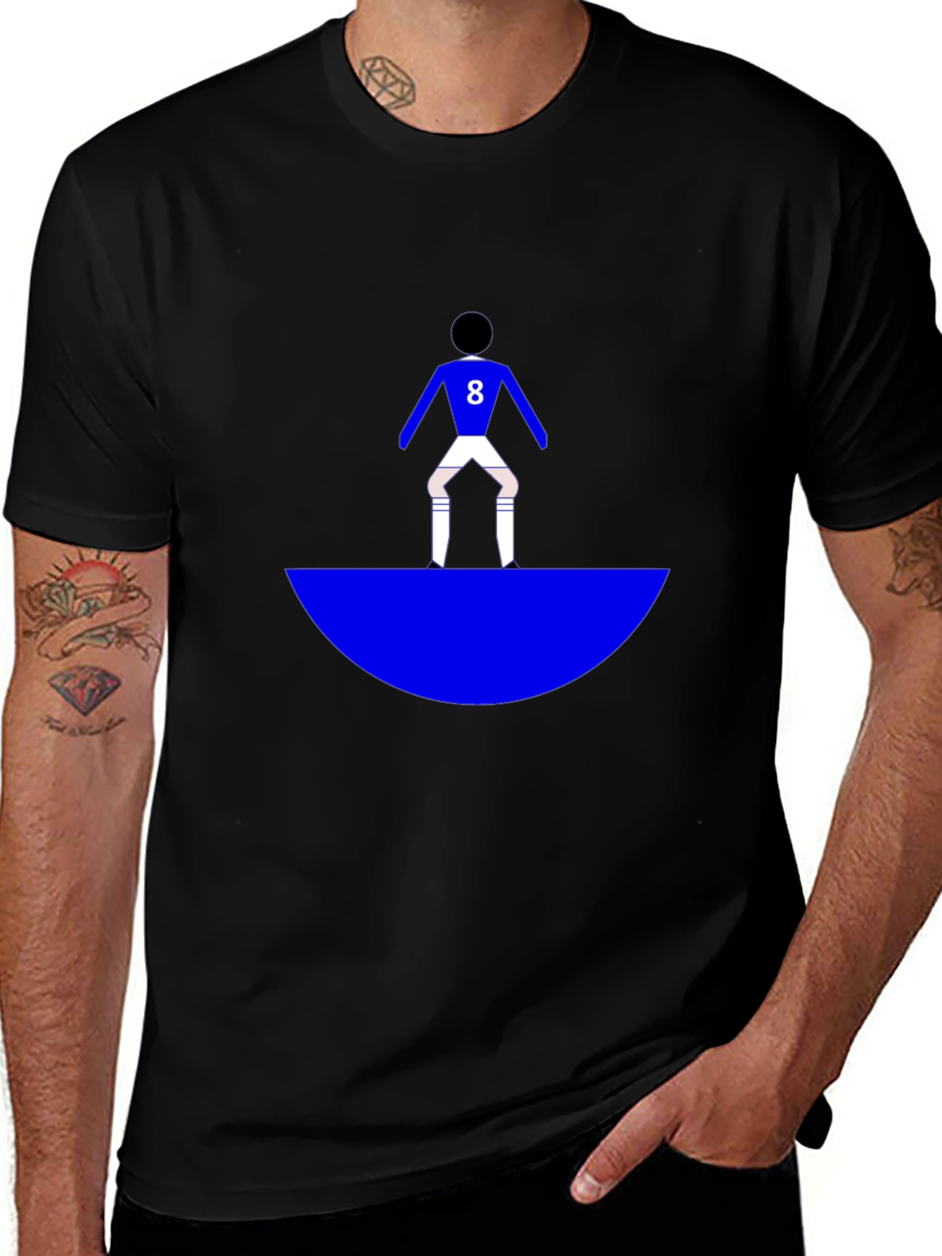 Soccer Player Graphic Tee - Black Cotton Blend T-Shirt