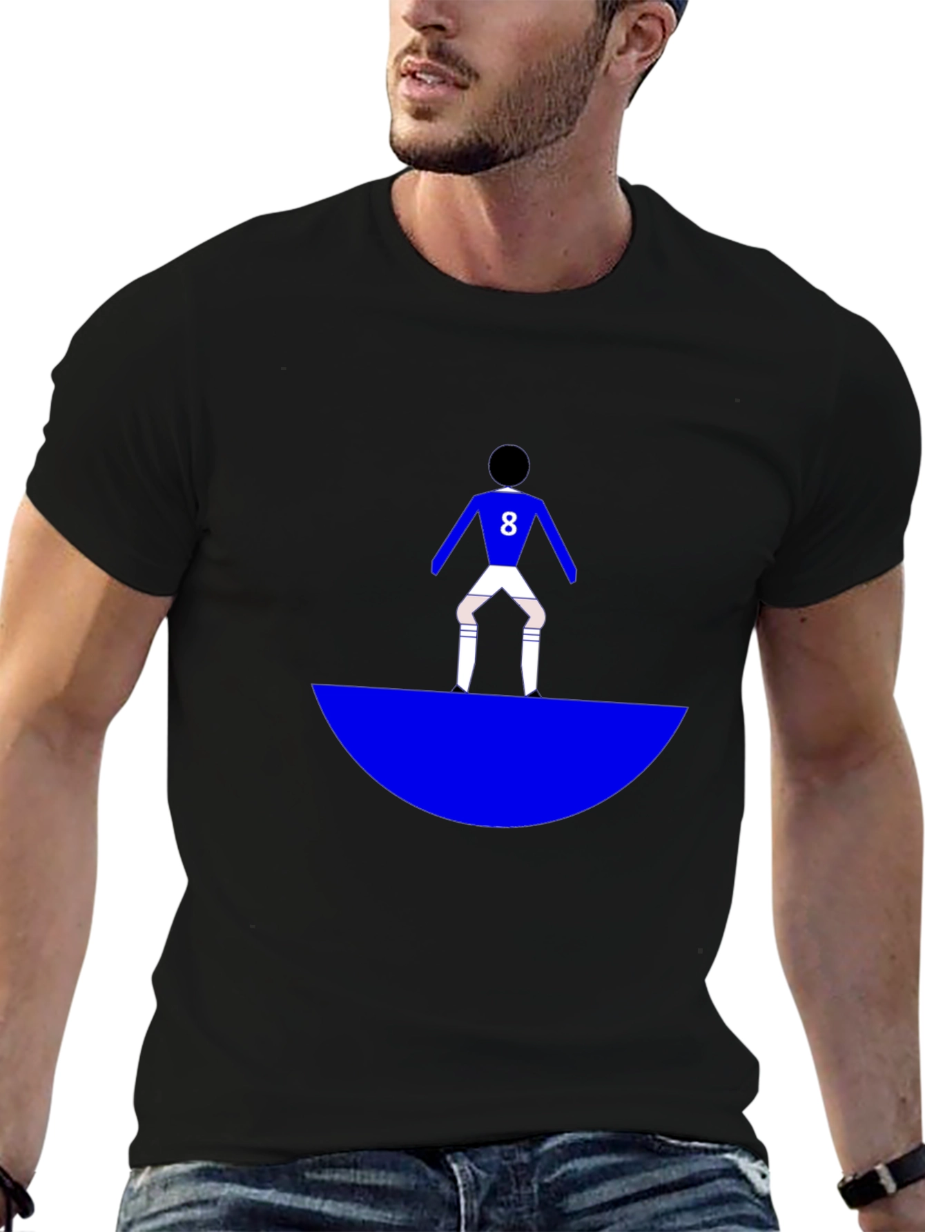 Soccer Player Graphic Tee - Black Cotton Blend T-Shirt