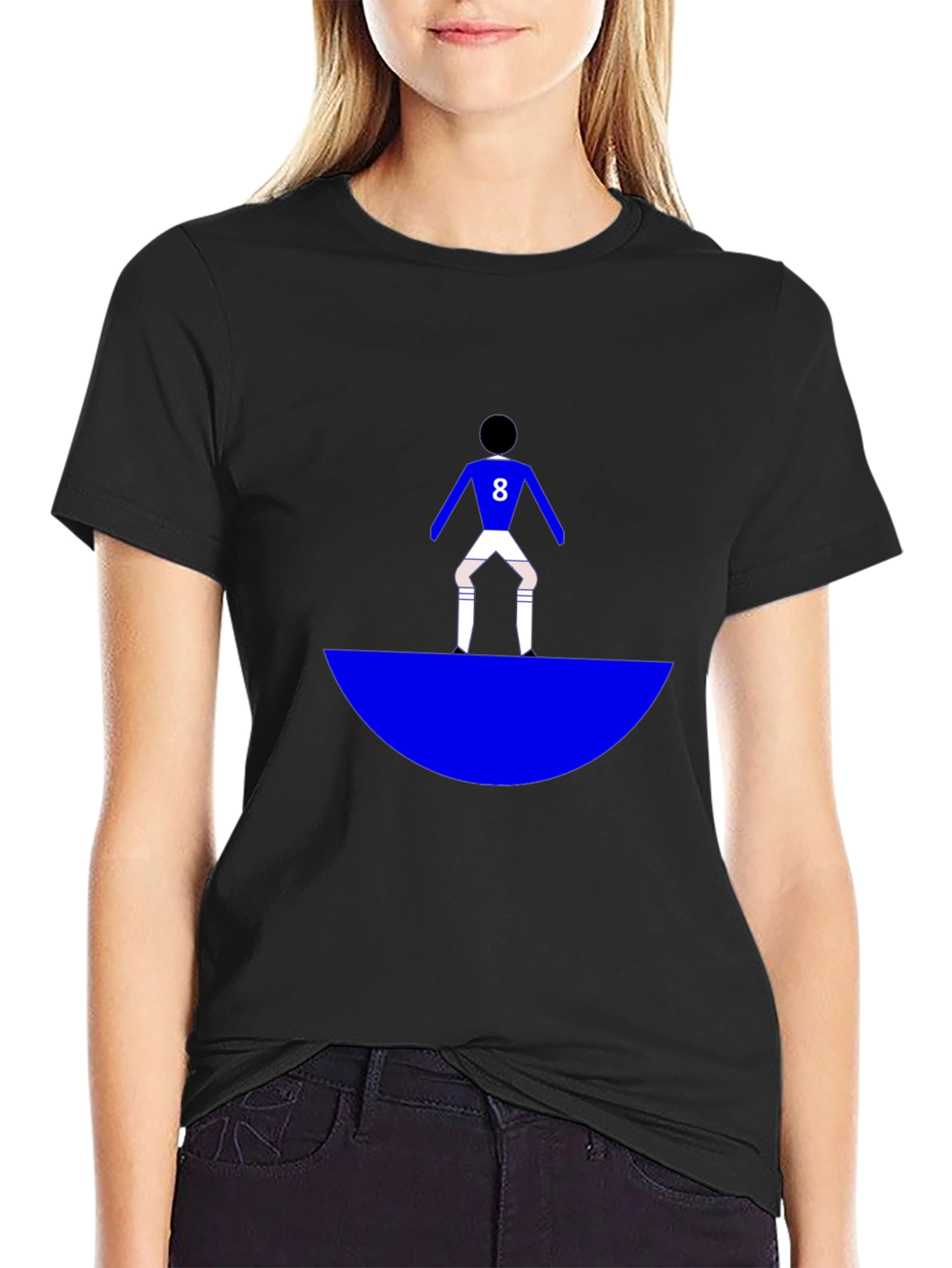 Soccer Player Graphic Tee - Black Cotton Blend T-Shirt