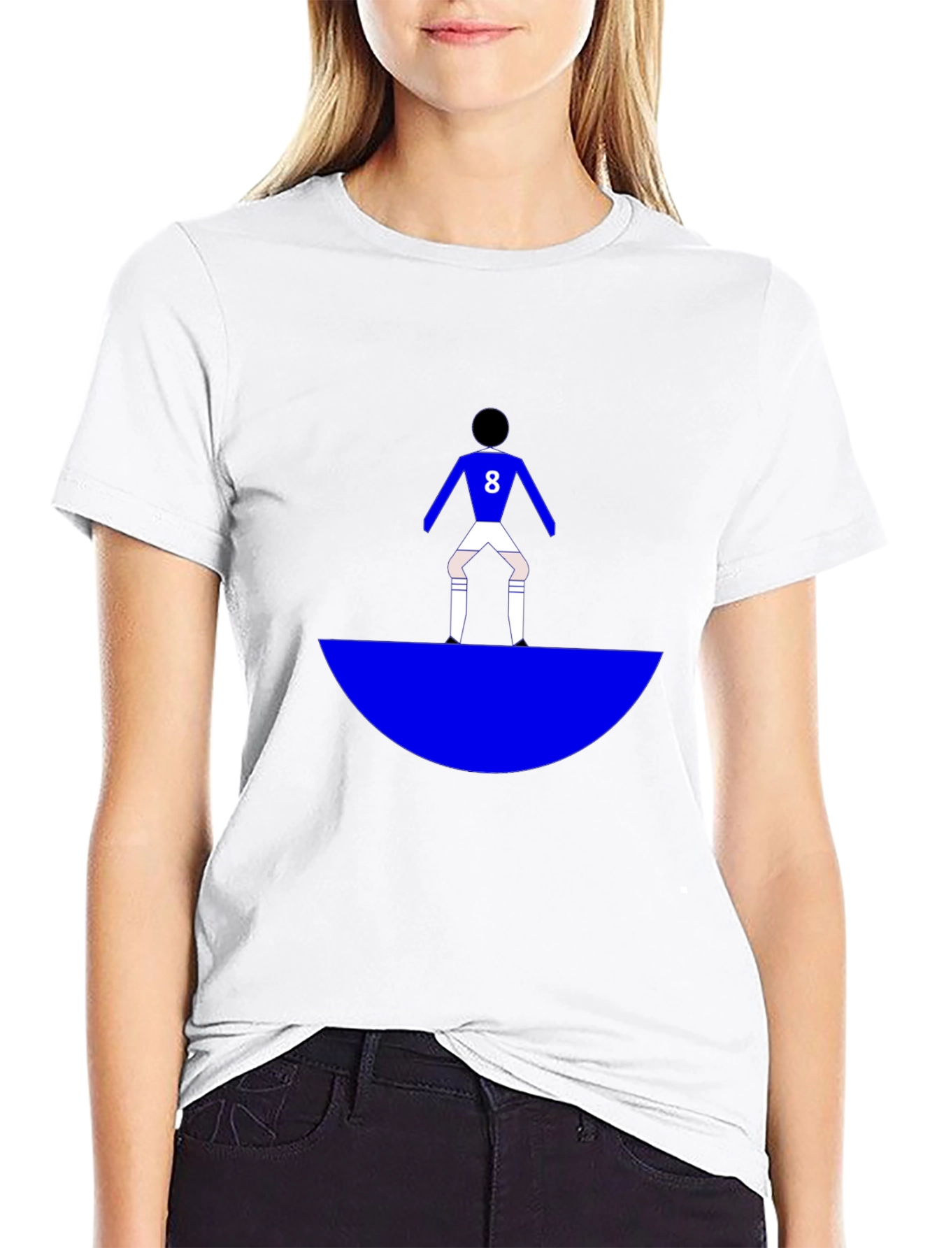 Soccer Player Graphic Tee - Black Cotton Blend T-Shirt