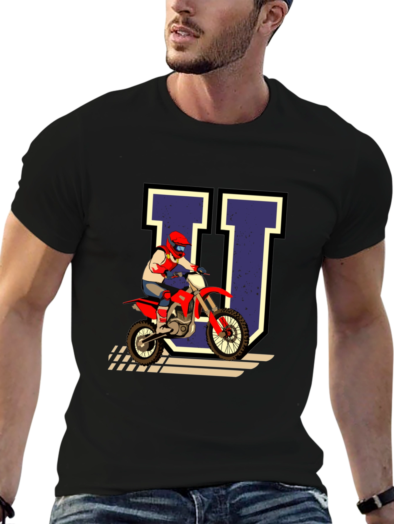 Motocross Rider U Graphic Tee - Black