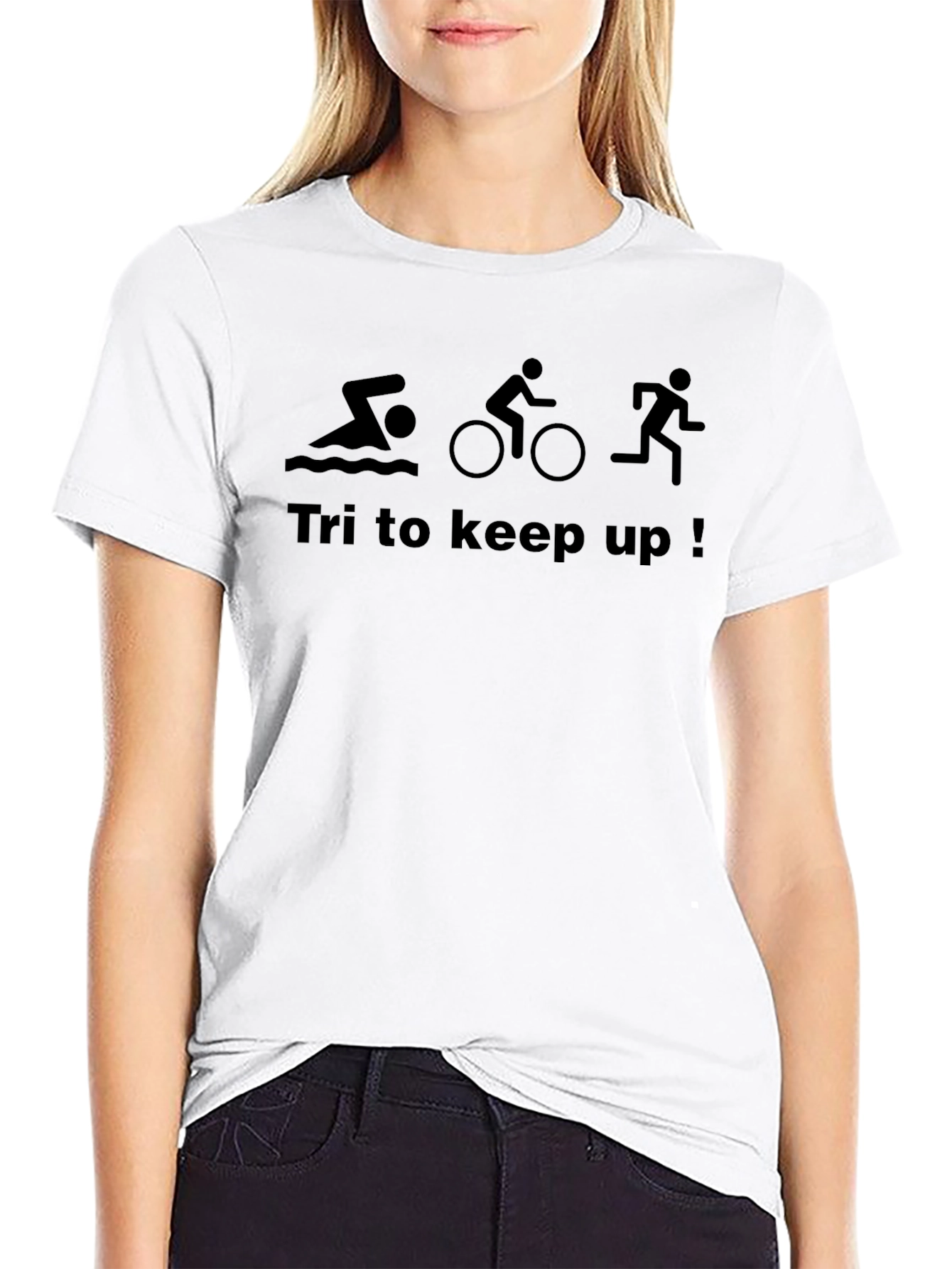 Tri to Keep Up! Black Triathlon T-Shirt
