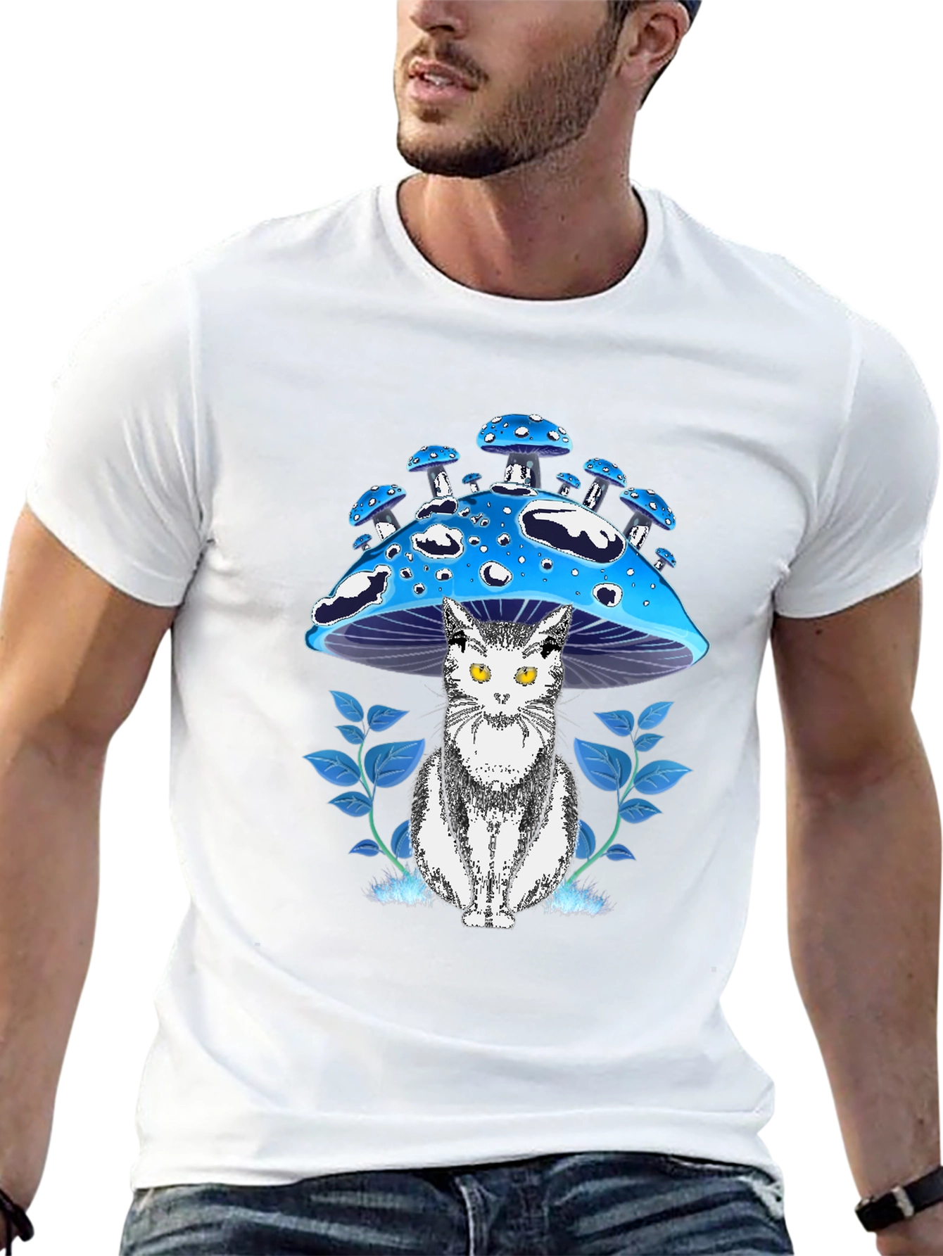 Mushroom Cat Graphic Tee - Unique Design