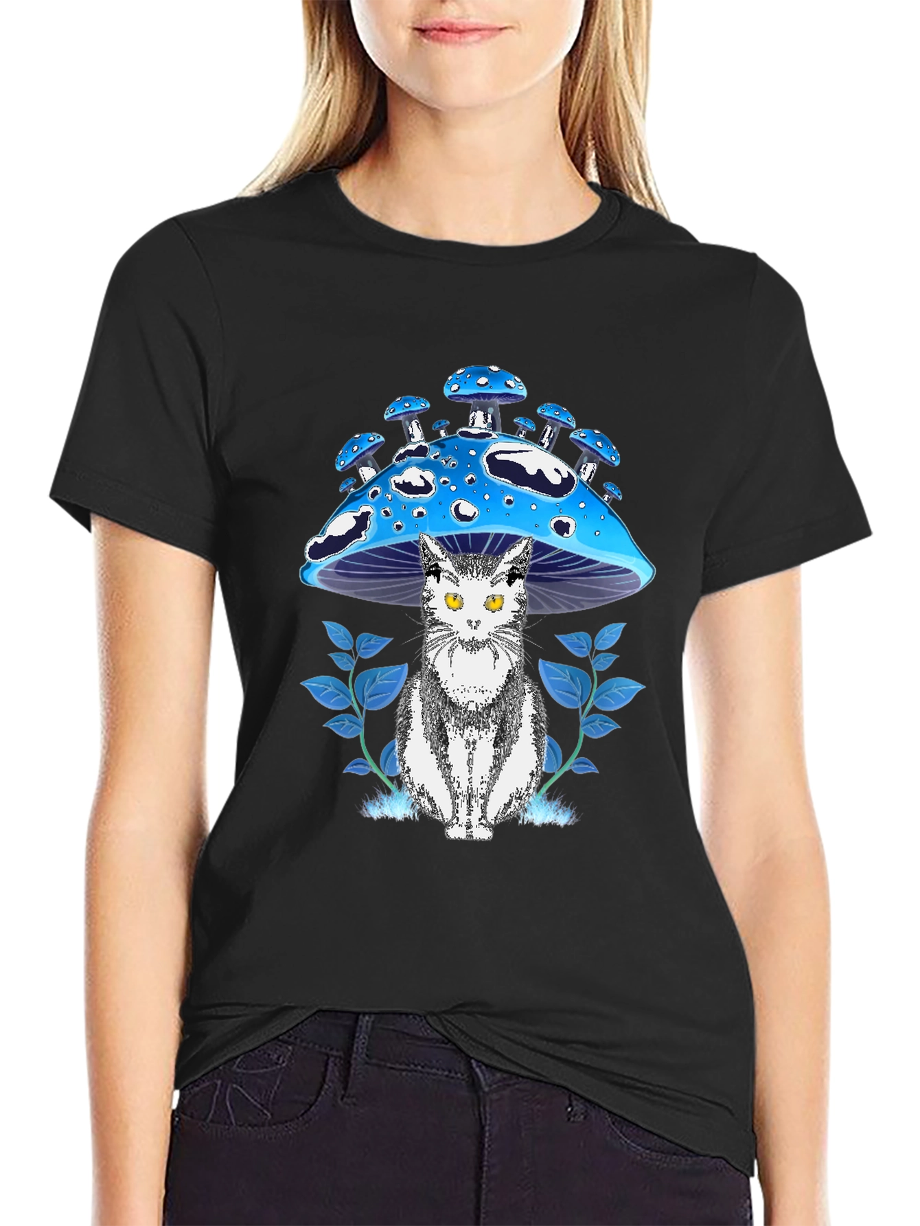 Mushroom Cat Graphic Tee - Unique Design