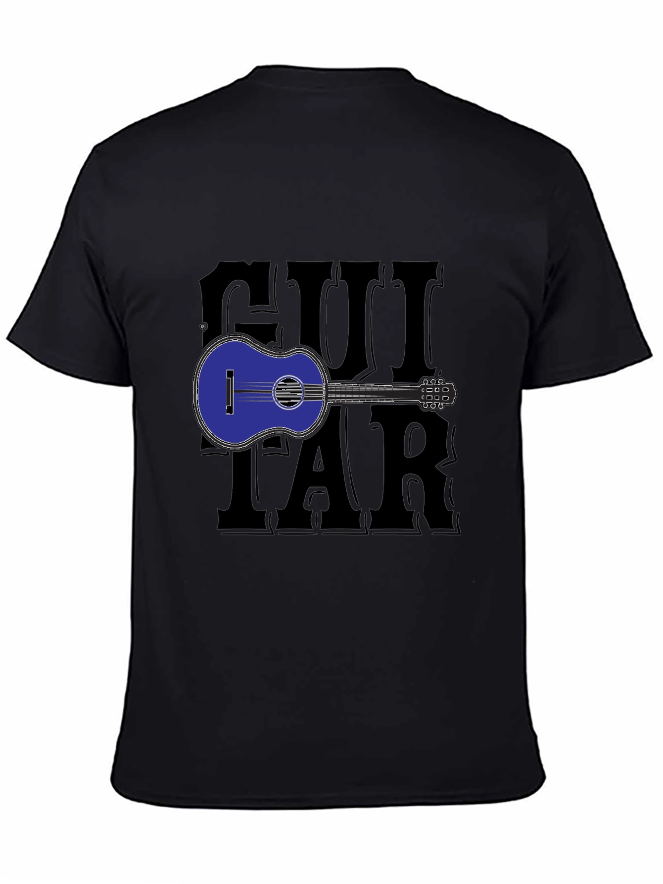 Guitar Graphic Print Black T-Shirt