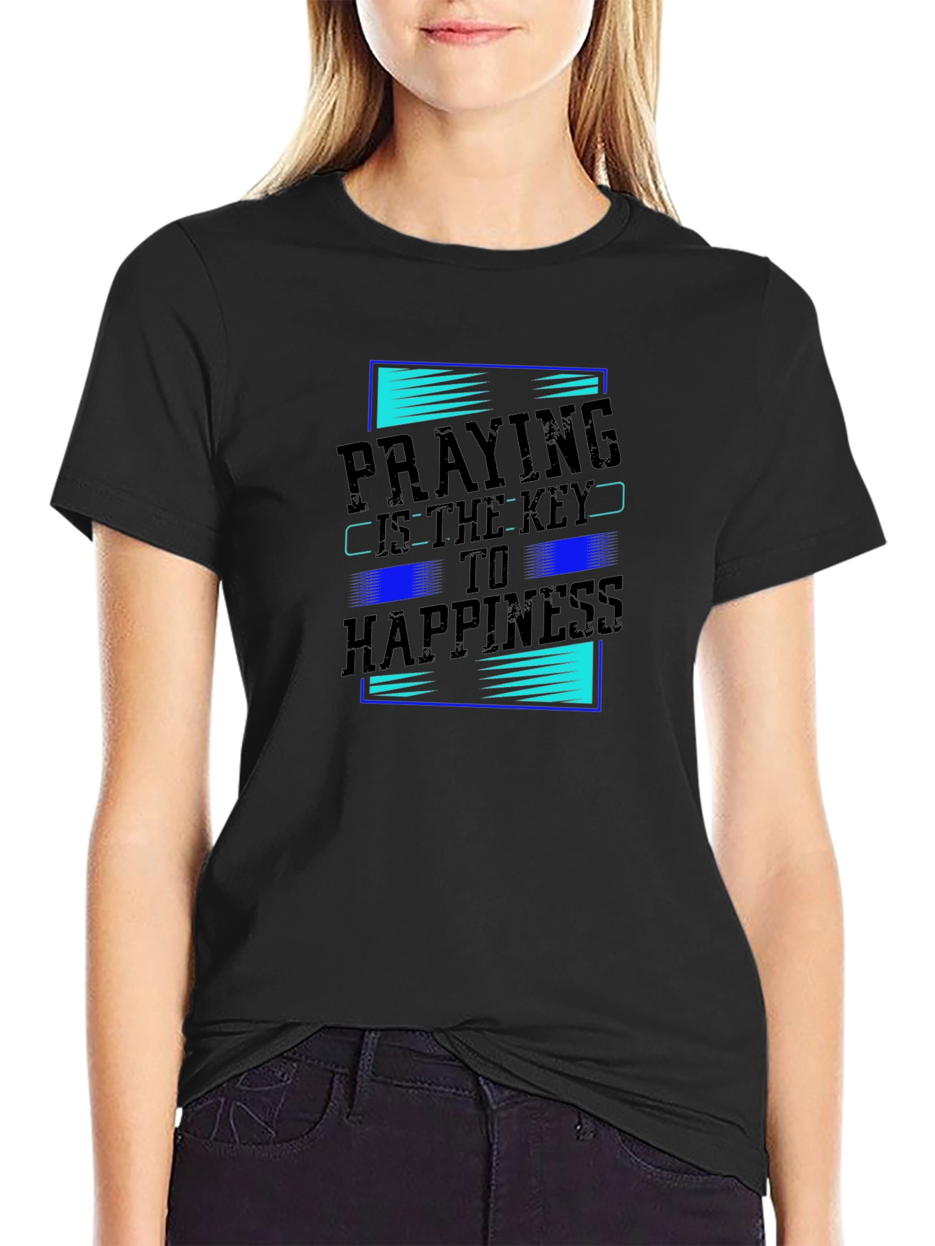 Praying is Key to Happiness Graphic T-Shirt