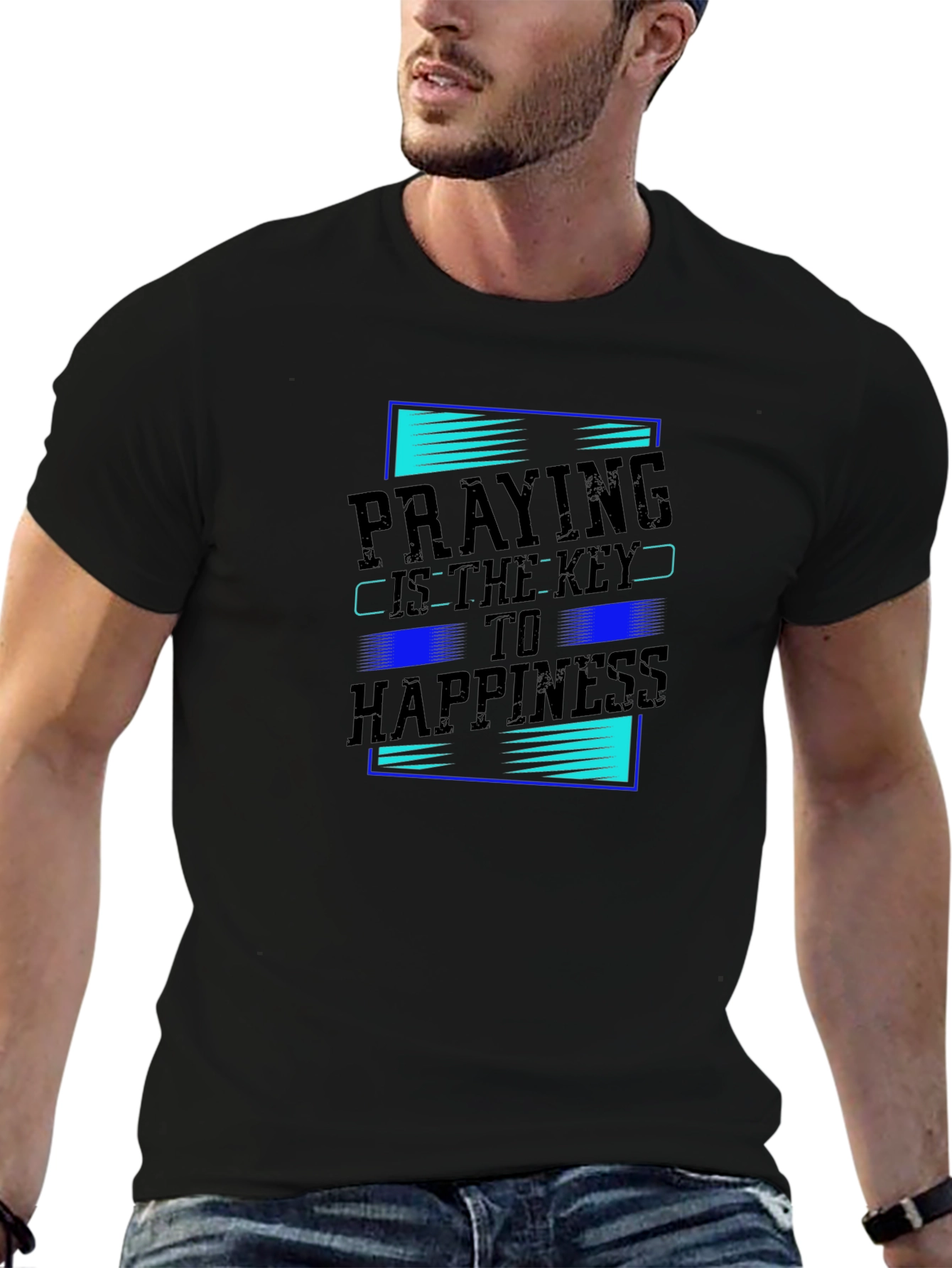 Praying is Key to Happiness Graphic T-Shirt