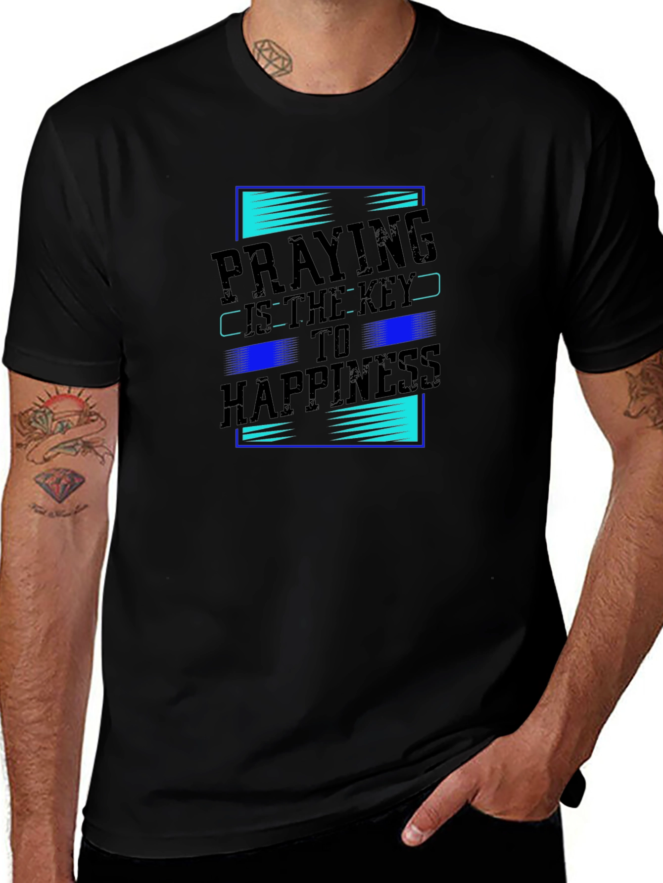 Praying is Key to Happiness Graphic T-Shirt