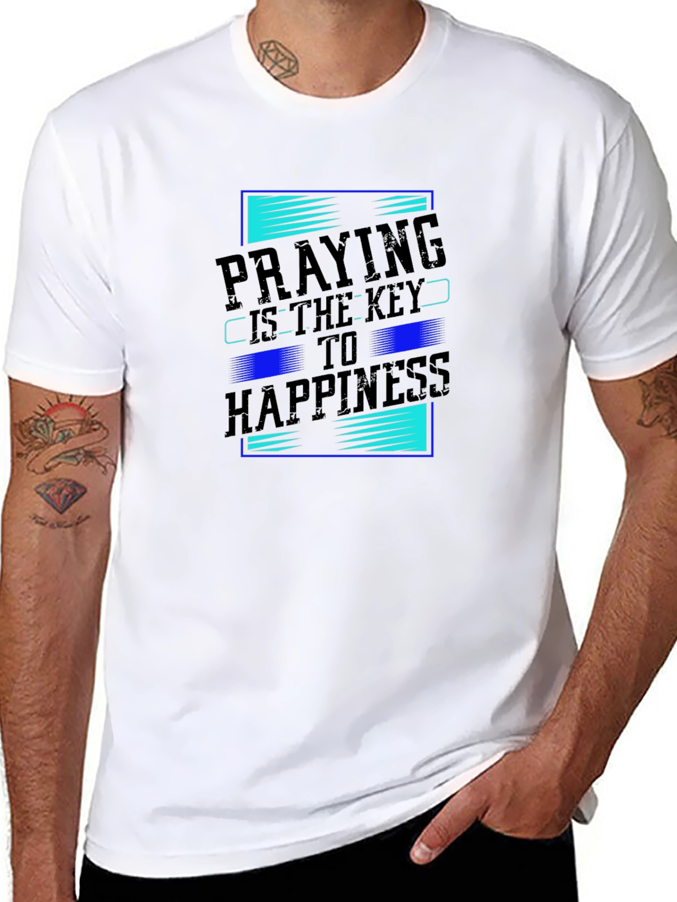 Praying is Key to Happiness Graphic T-Shirt