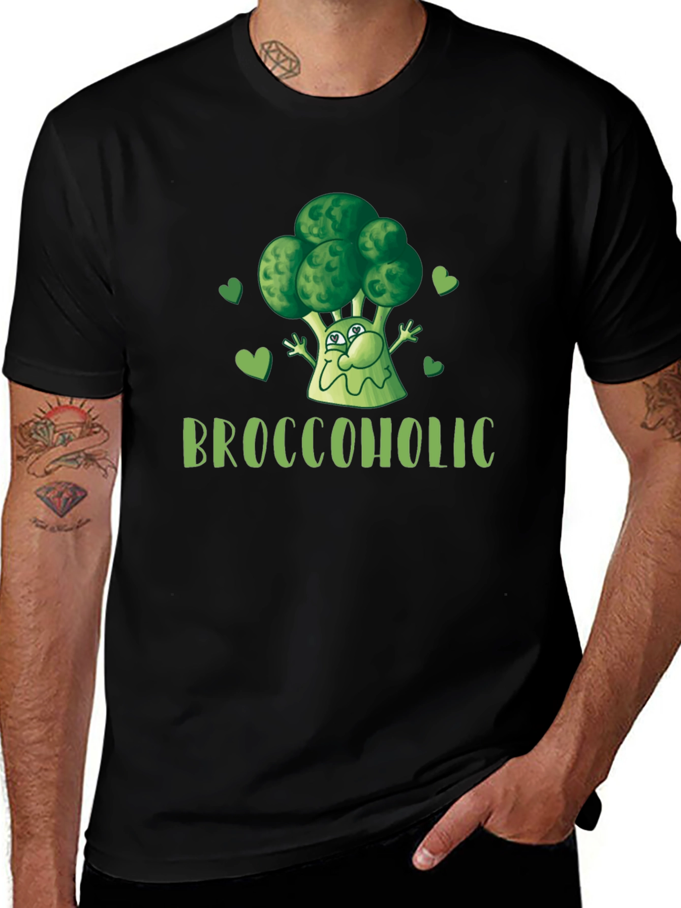 Broccoholic Funny Broccoli Lover Black T-Shirt