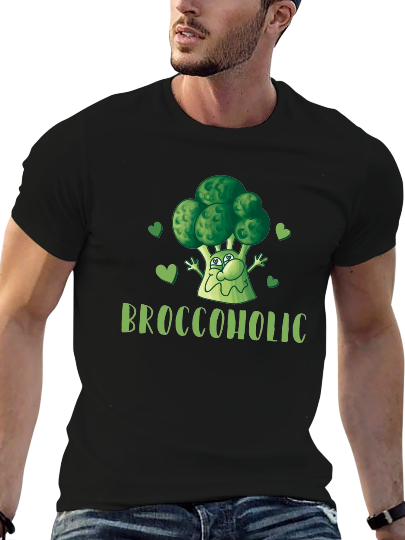 Broccoholic Funny Broccoli Lover Black T-Shirt