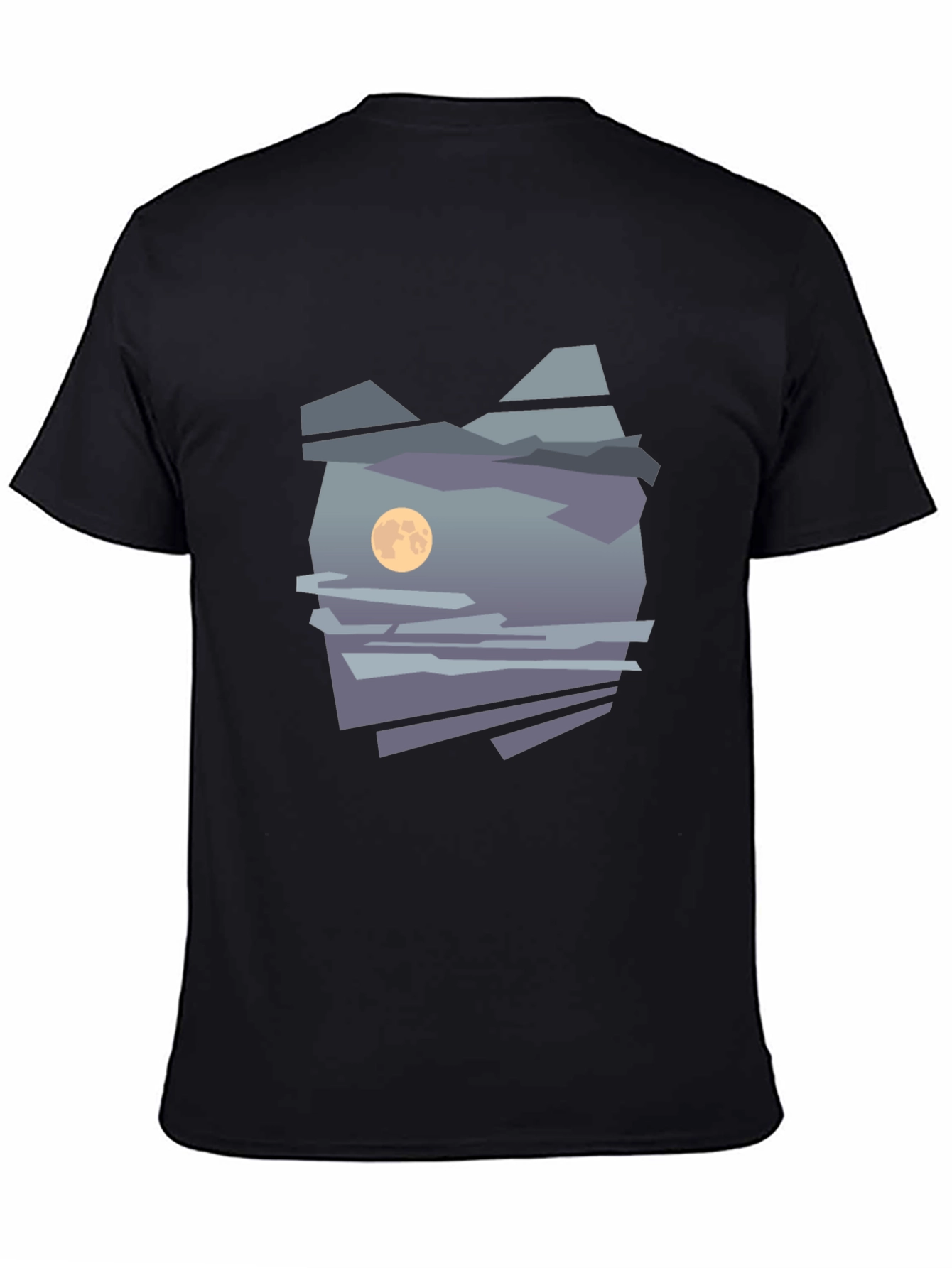Abstract Moon & Mountain Graphic Tee - Black